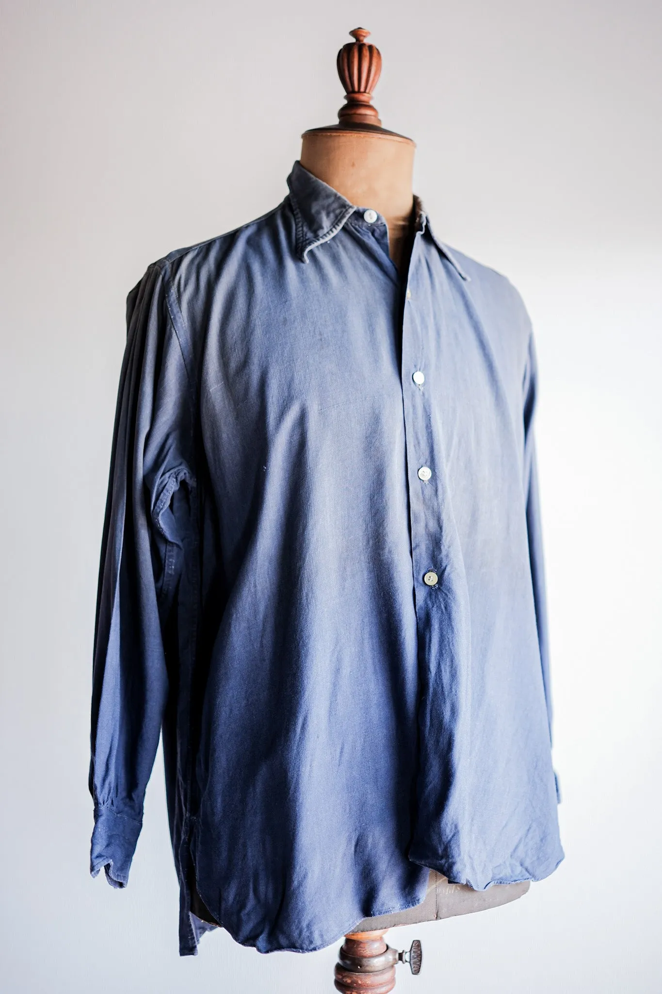 [~ 40's] chemise de travail en lin indigo vintage français