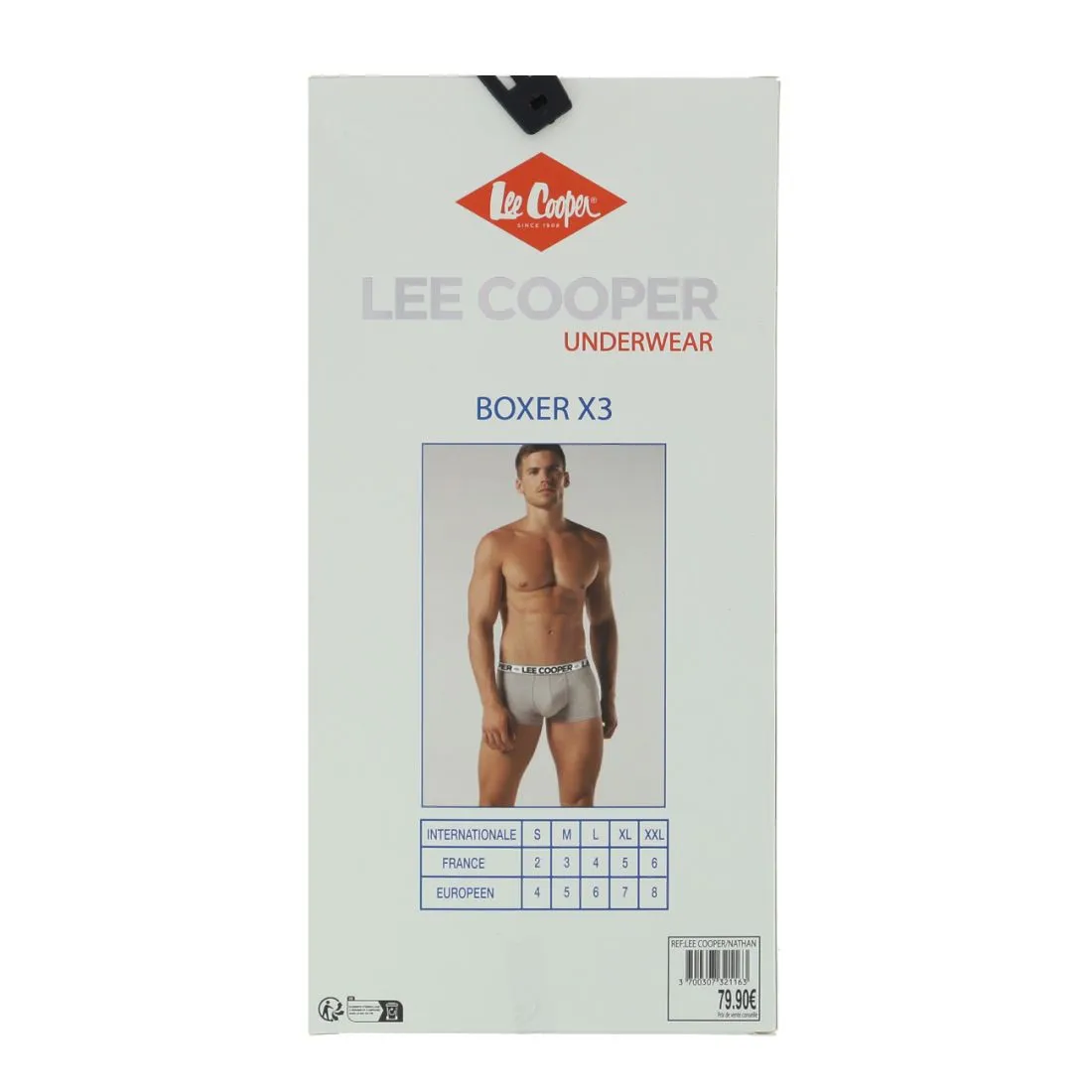 3 Boxers Lee Cooper, Nathan, Marine Blanc Rouge