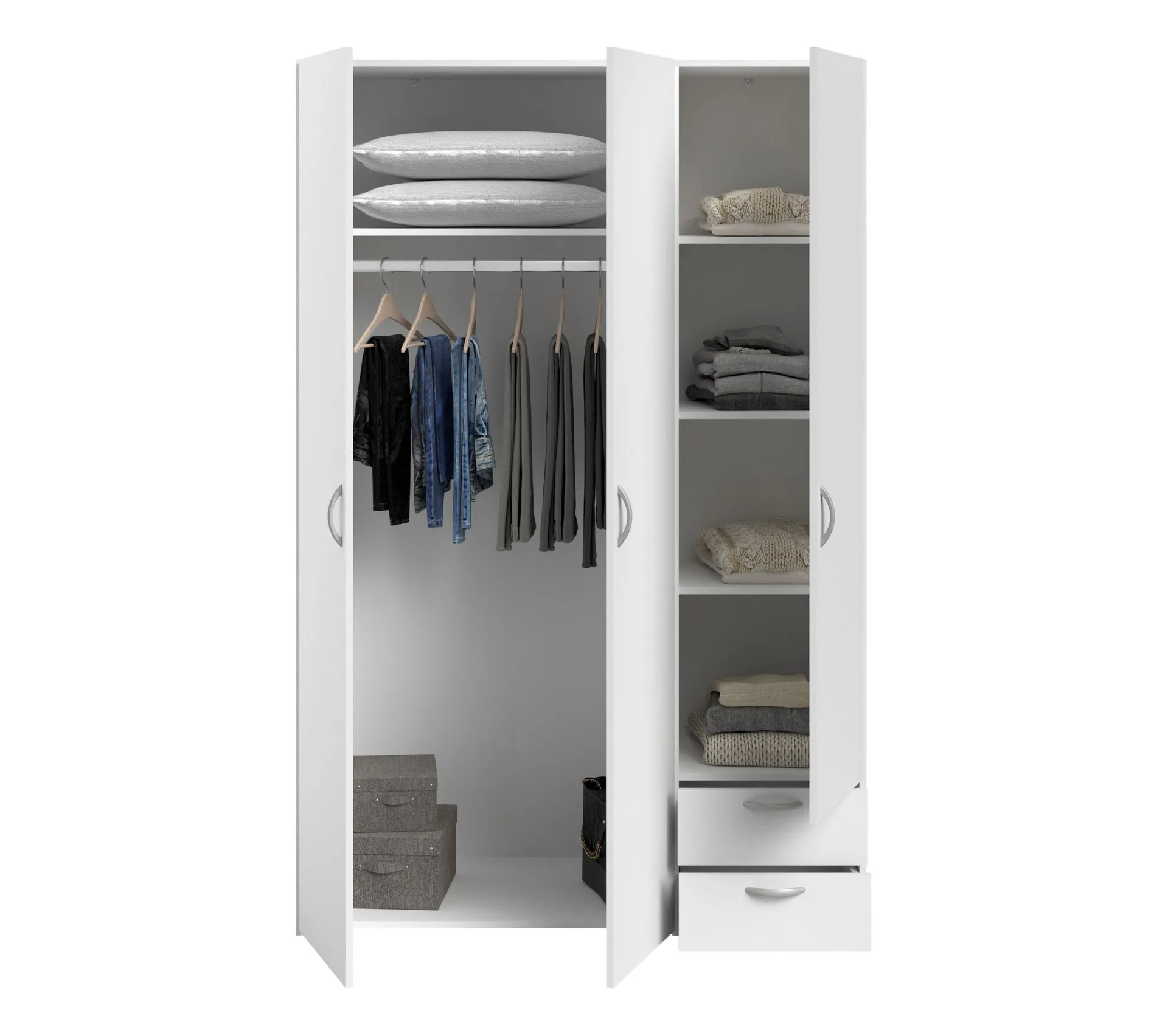 Armoire DAILY 3 portes 2 tiroirs Blanc