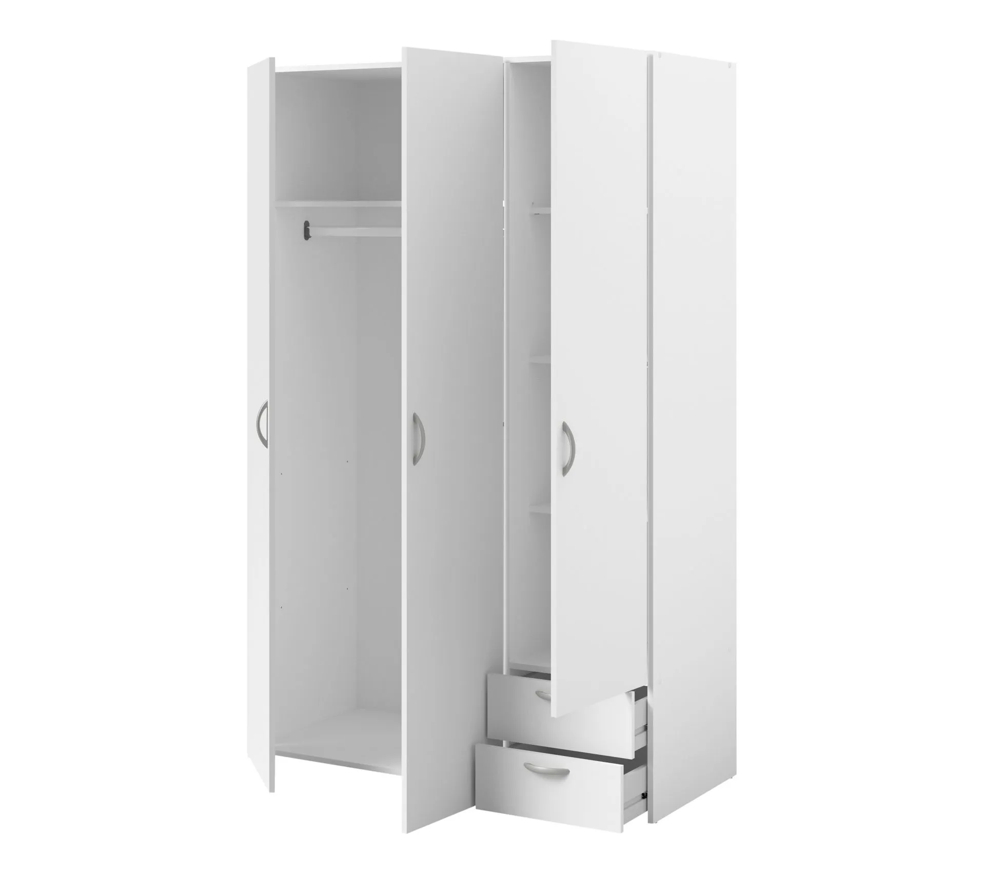 Armoire DAILY 3 portes 2 tiroirs Blanc