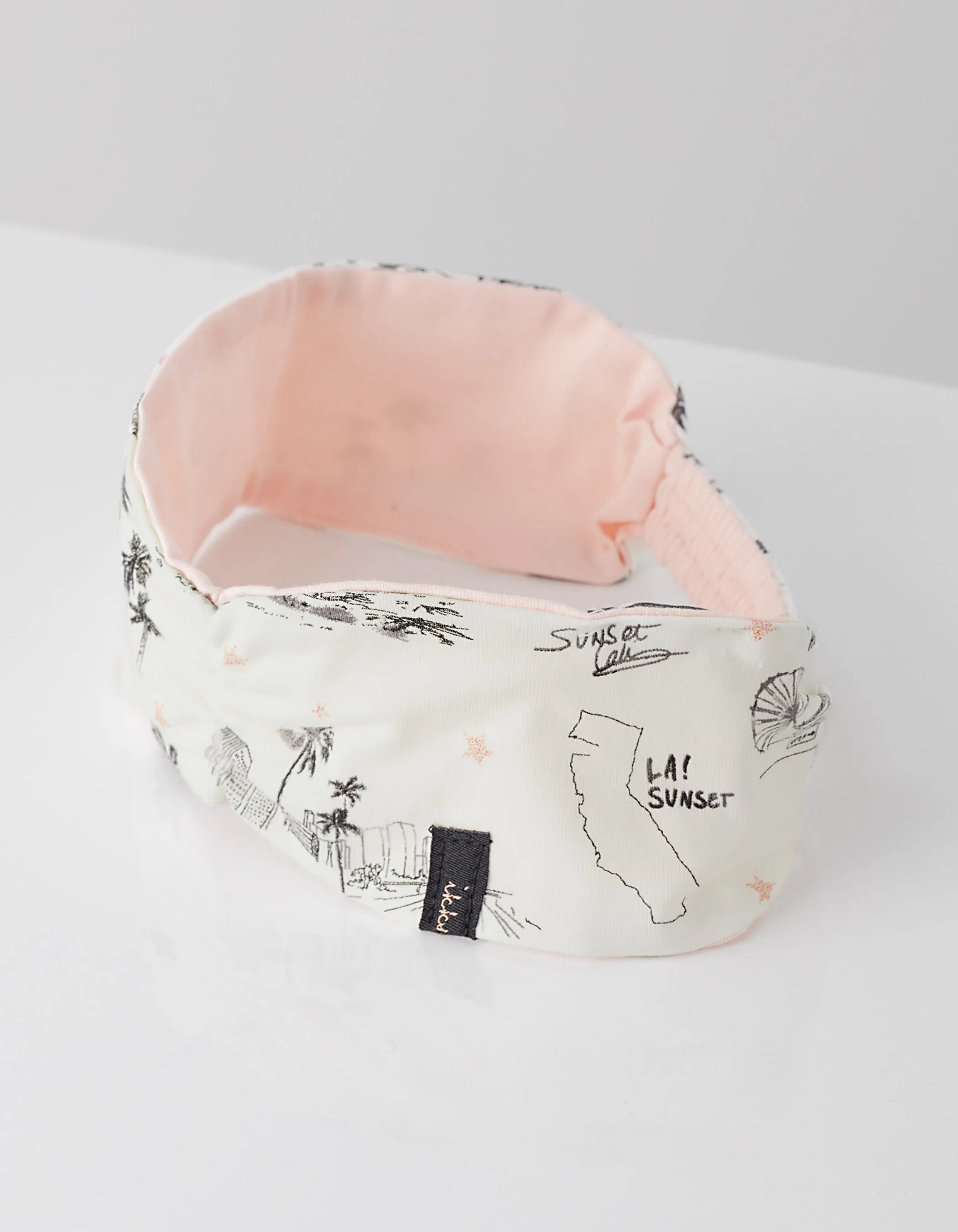 Bandeau réversible rose et imprimé bébé fille 