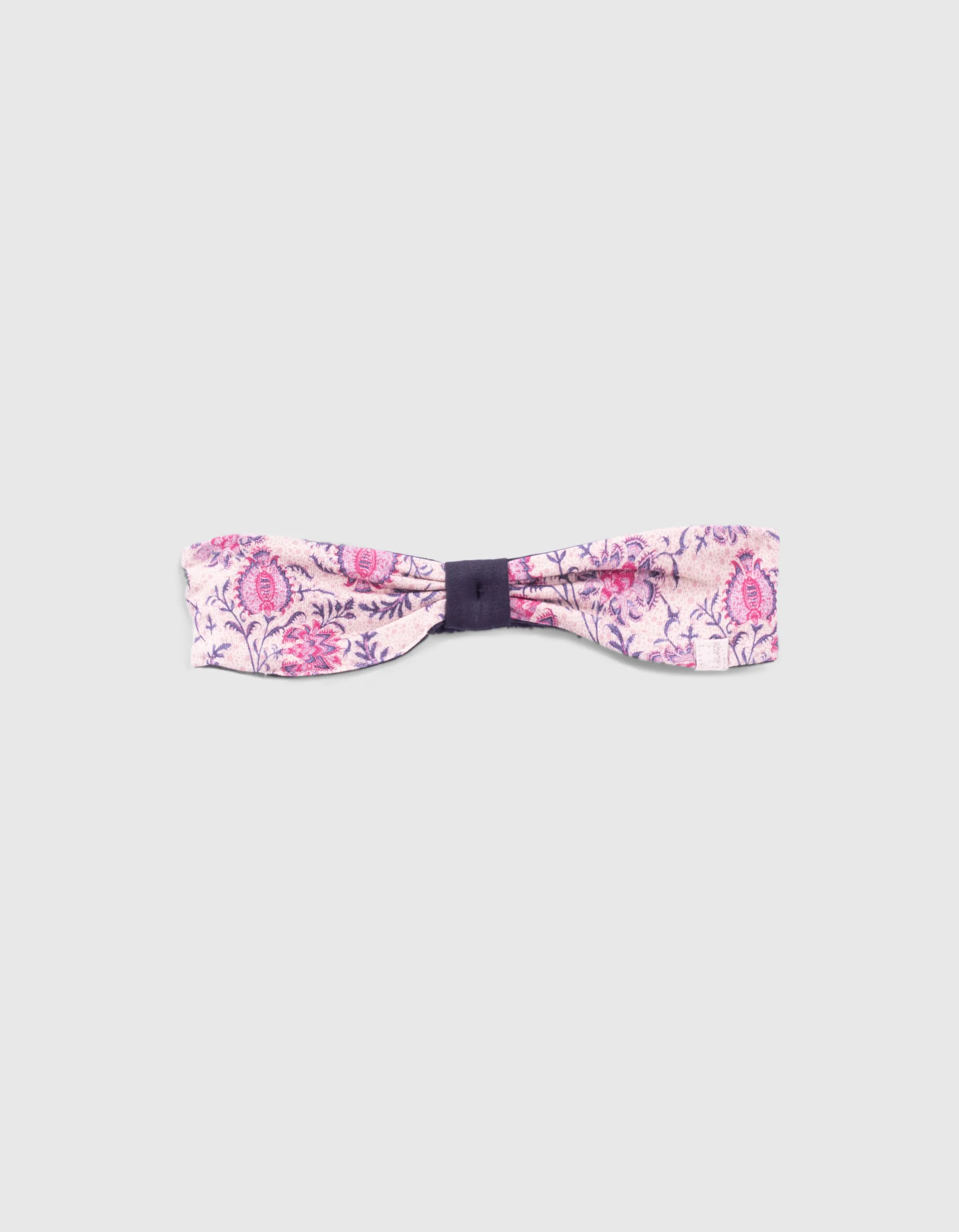 Bandeau réversible rose imprimé et marine bébé fille