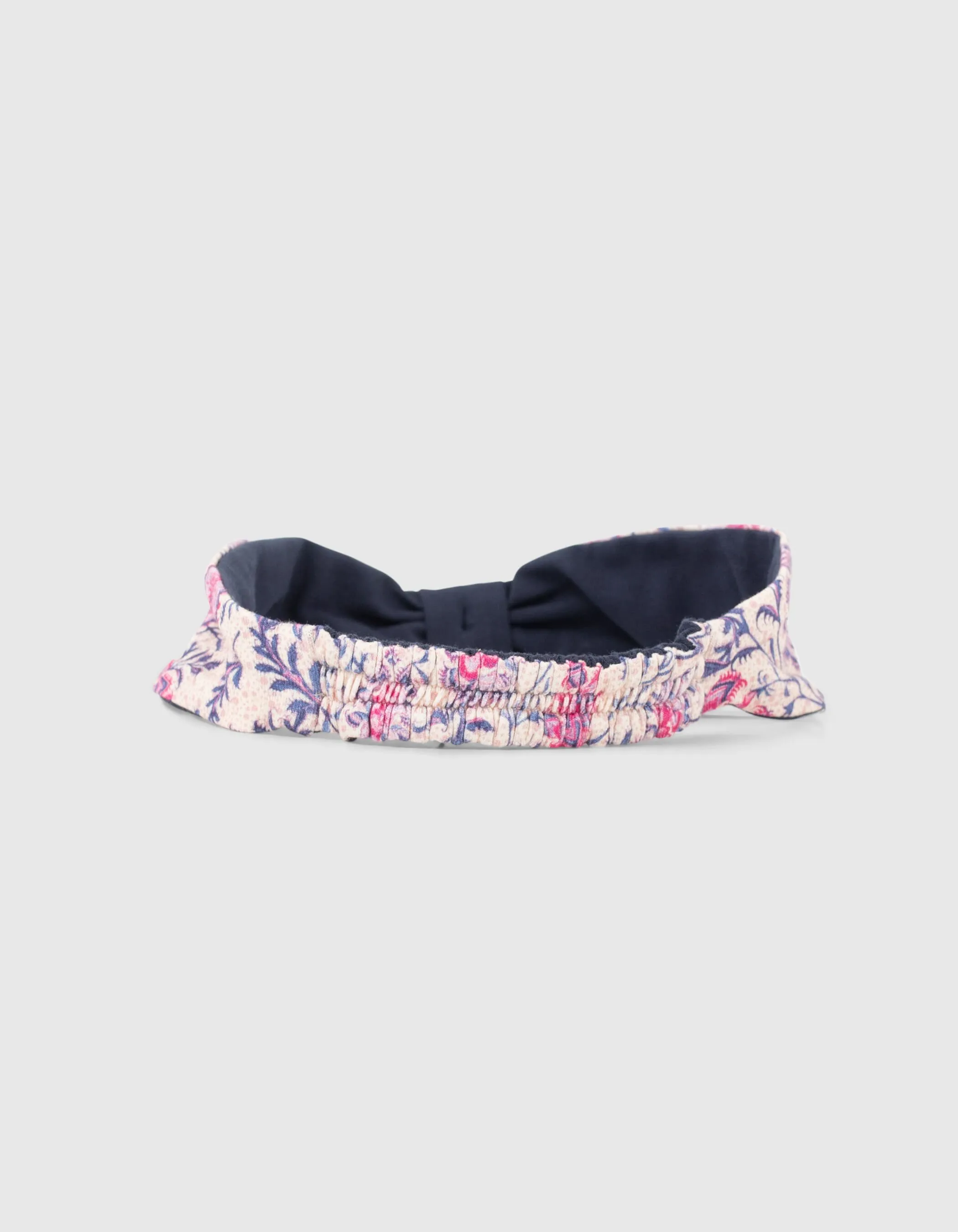 Bandeau réversible rose imprimé et marine bébé fille