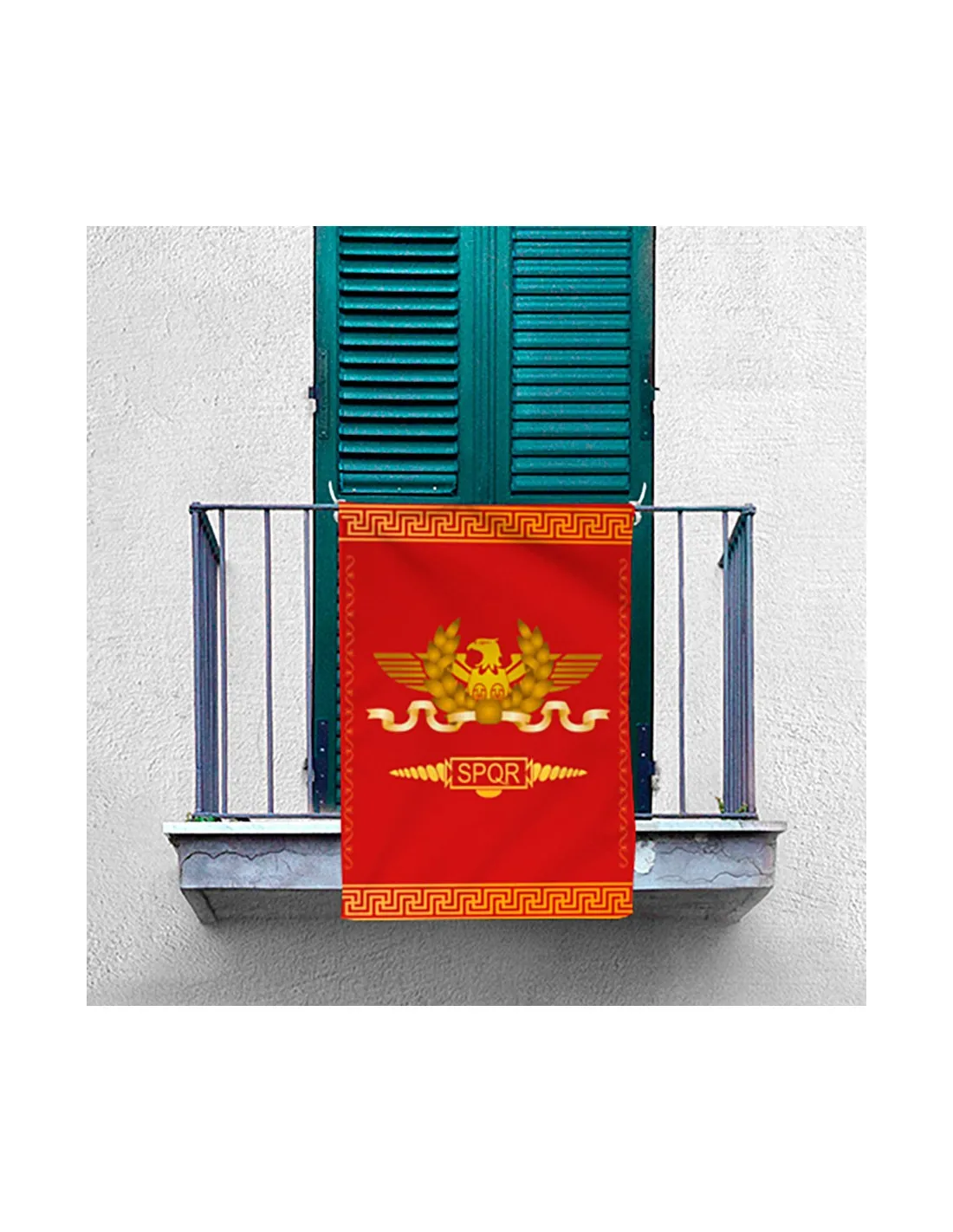 Bannière Légion Romaine SPQR, fond rouge (70x100 cms.) ⚔️ Boutique Épées