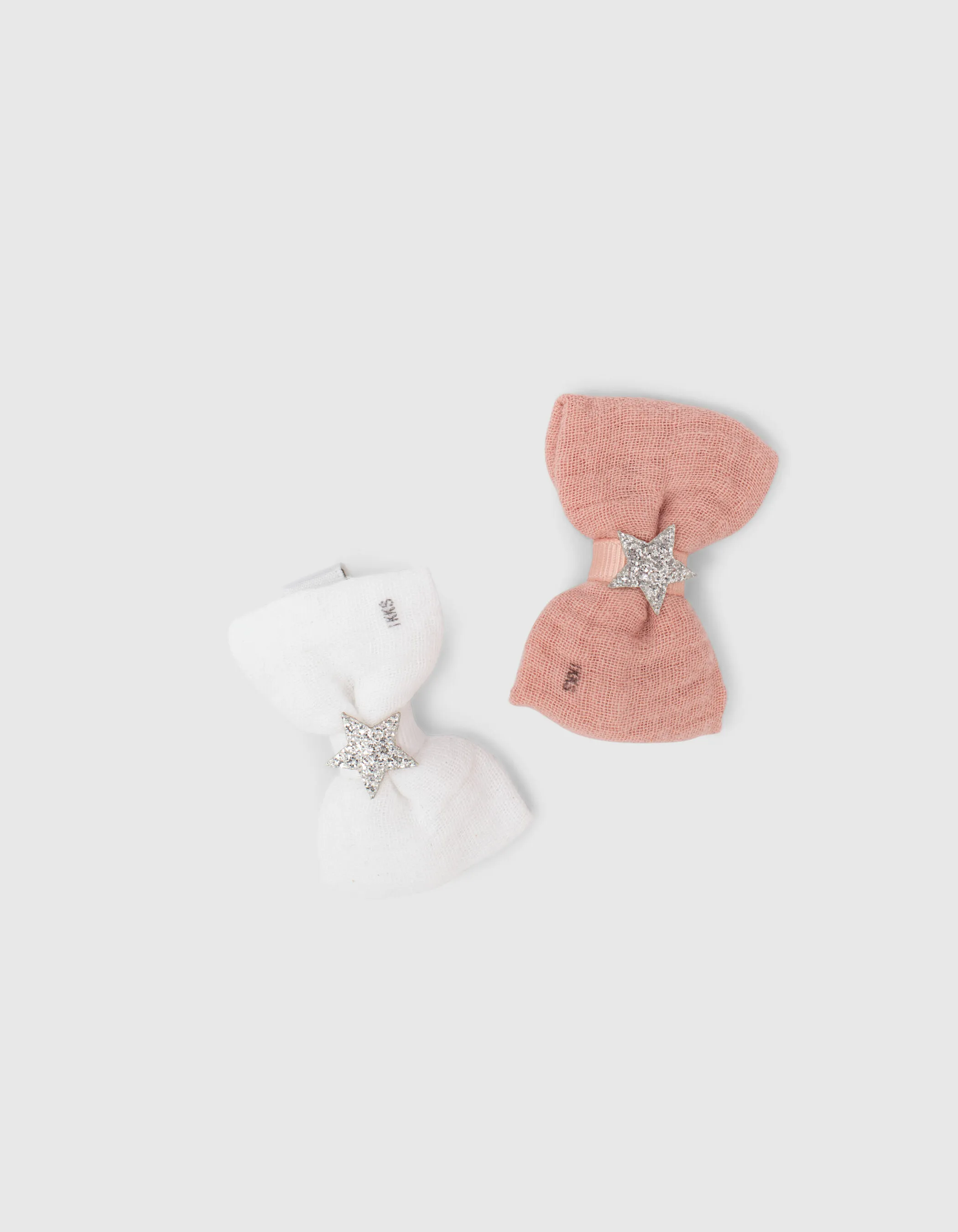 Barrettes-noeuds rose et blanche fille