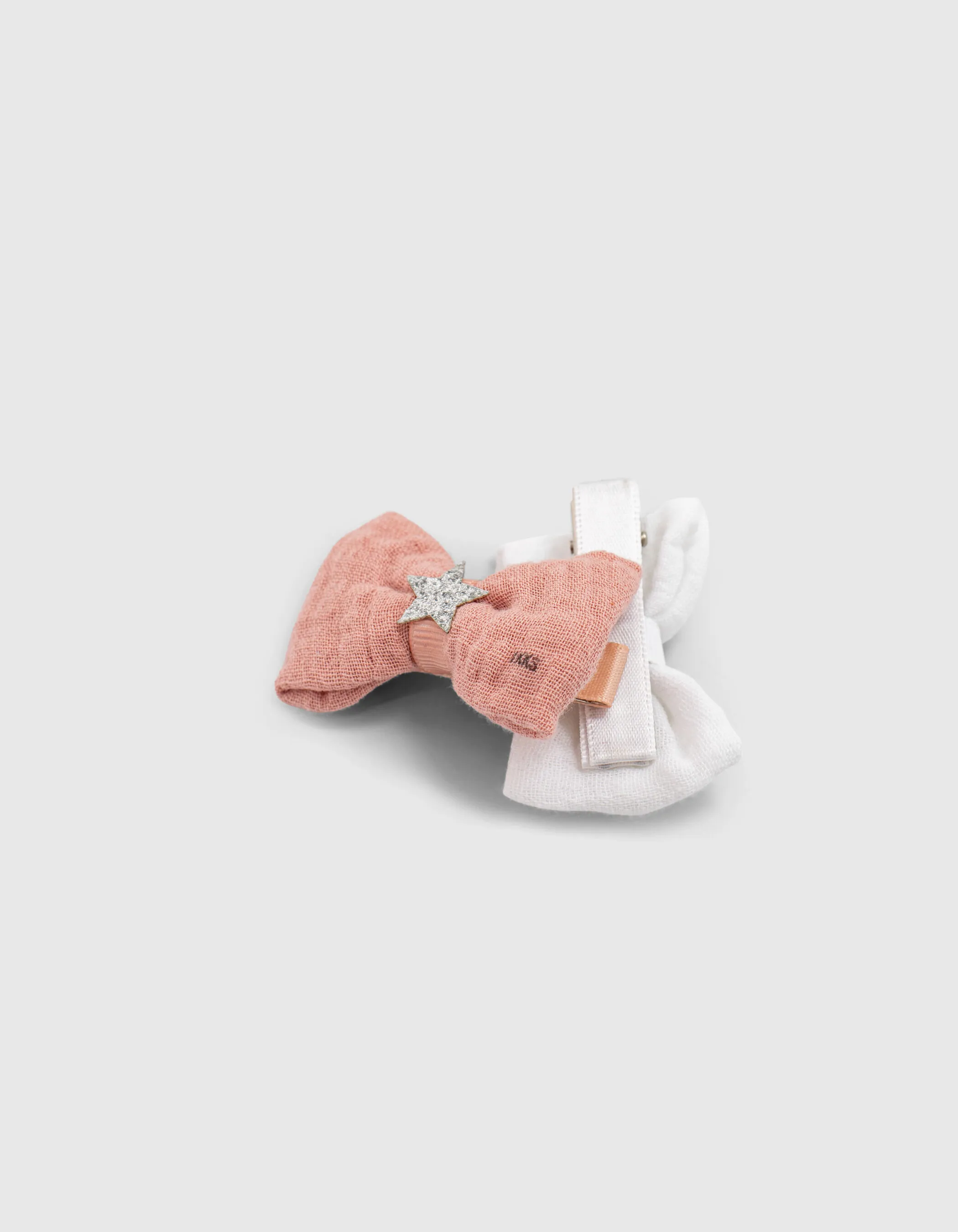 Barrettes-noeuds rose et blanche fille