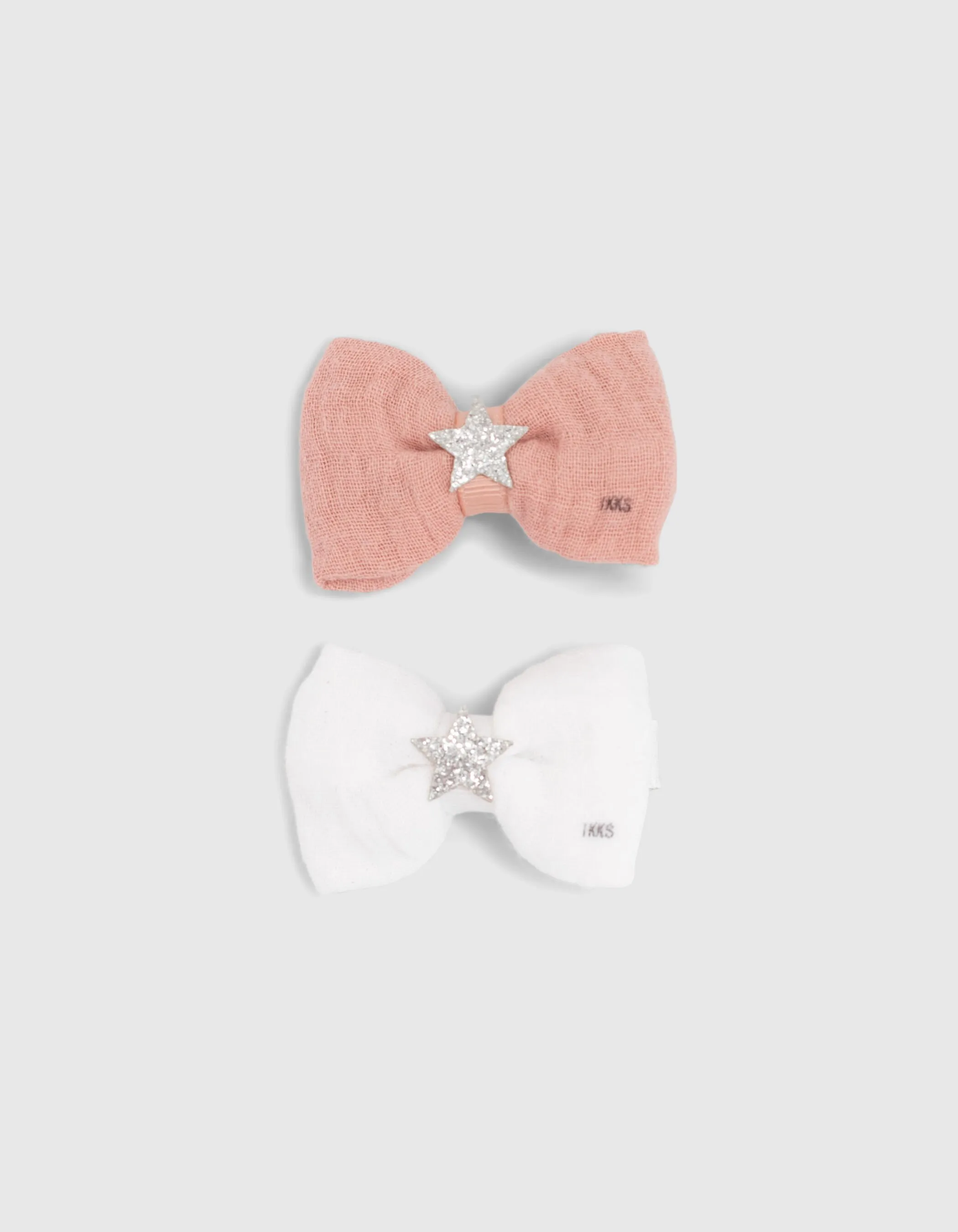 Barrettes-noeuds rose et blanche fille