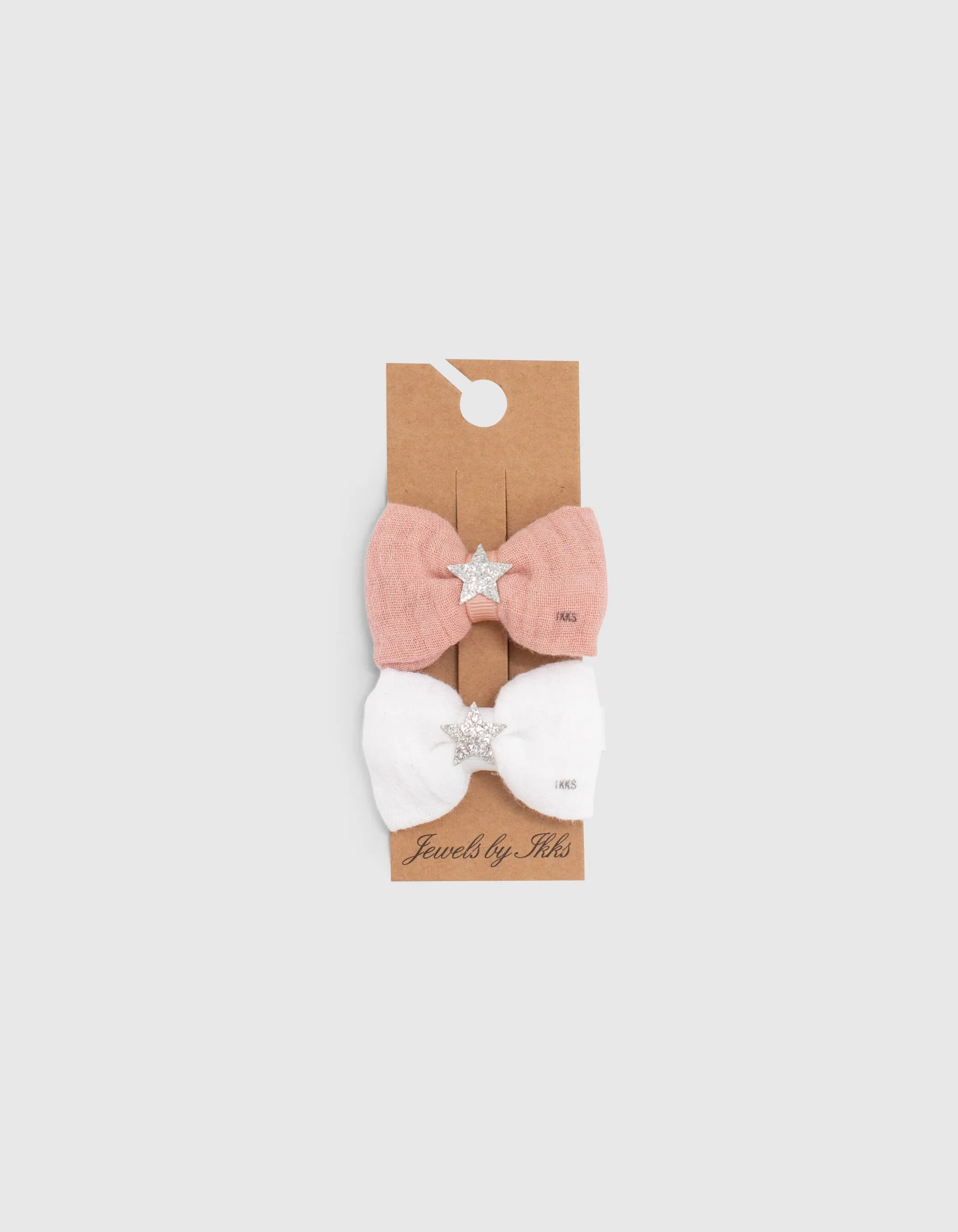 Barrettes-noeuds rose et blanche fille