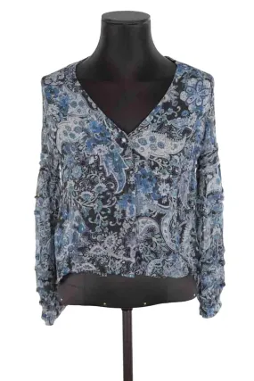 Blouse en soie The Kooples bleu. Matière principale soie. Taille 38.