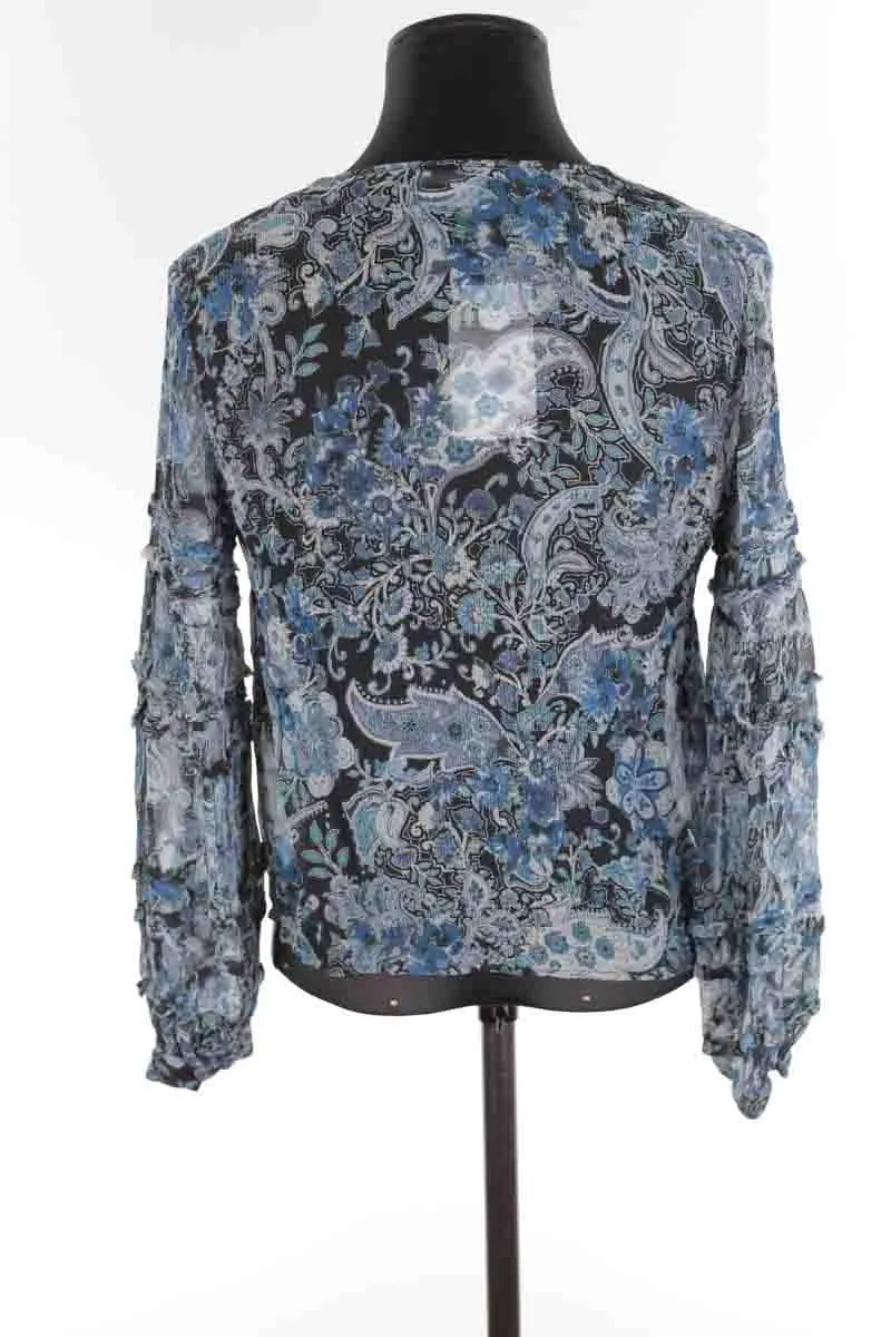 Blouse en soie The Kooples bleu. Matière principale soie. Taille 38.