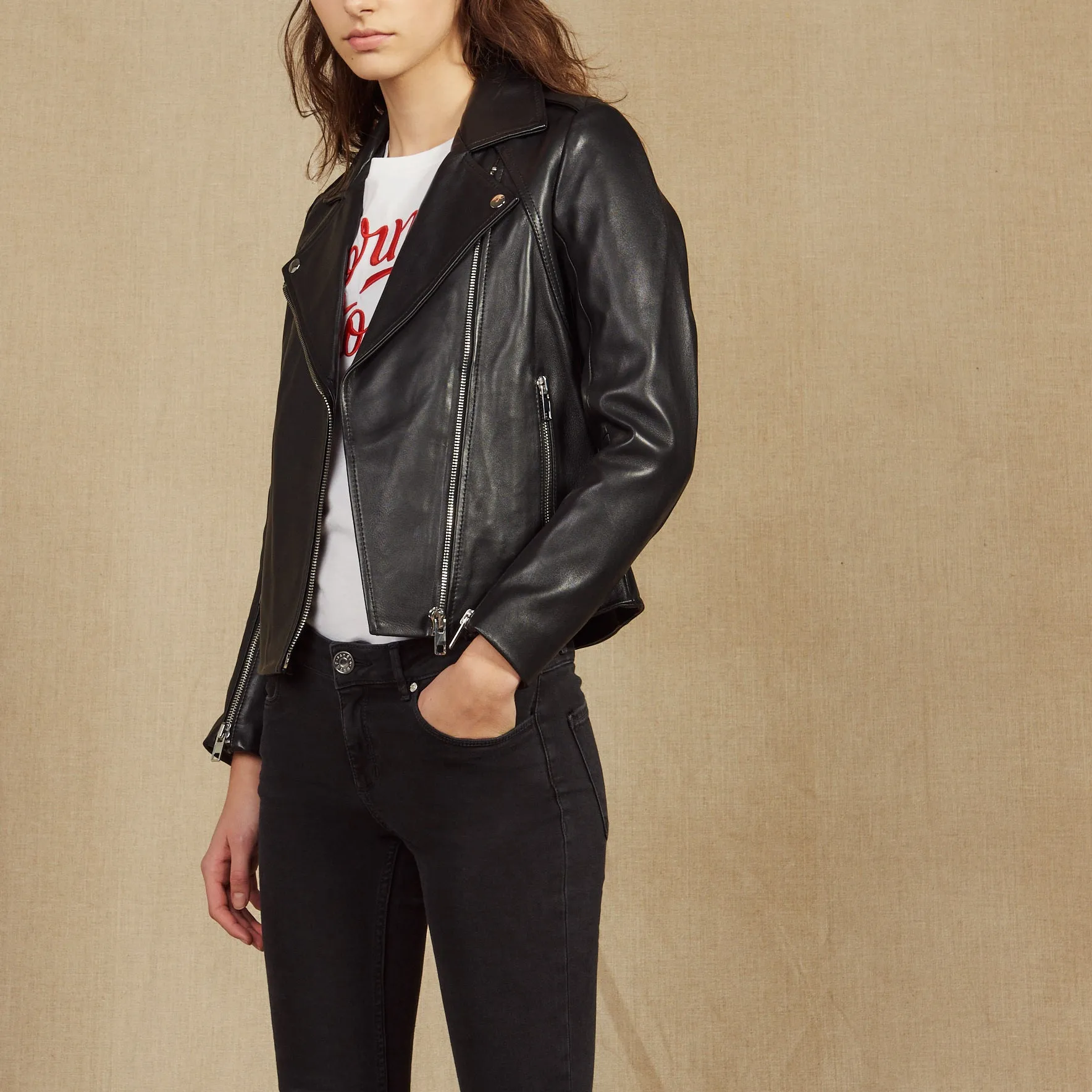 Blouson biker en cuir