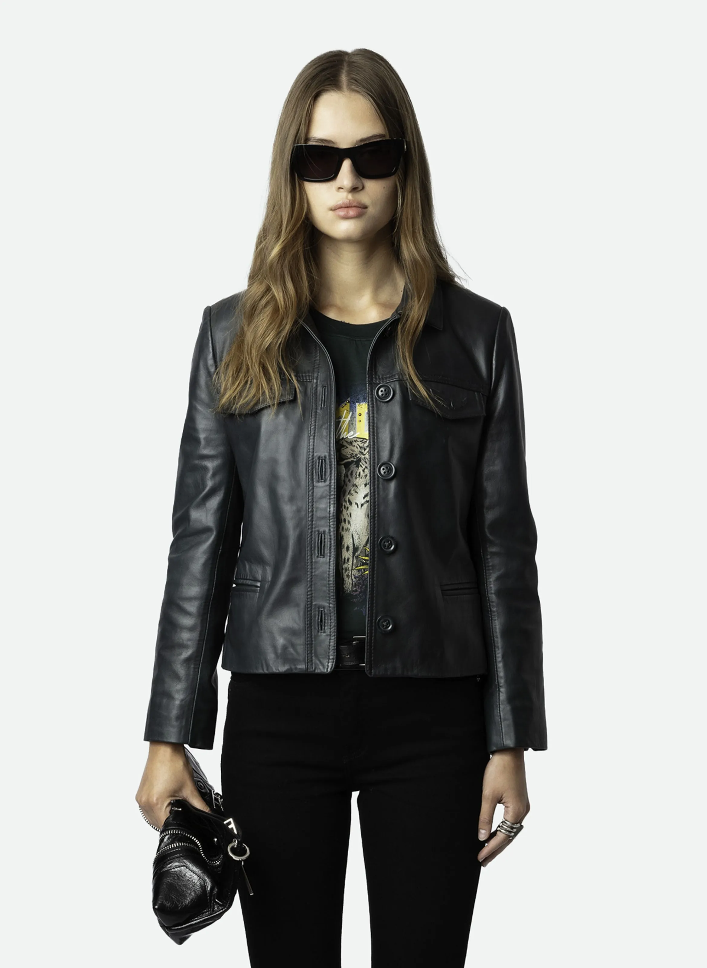 BLOUSON DROIT EN CUIR LIAM - ZADIG&VOLTAIRE pour FEMME | Printemps