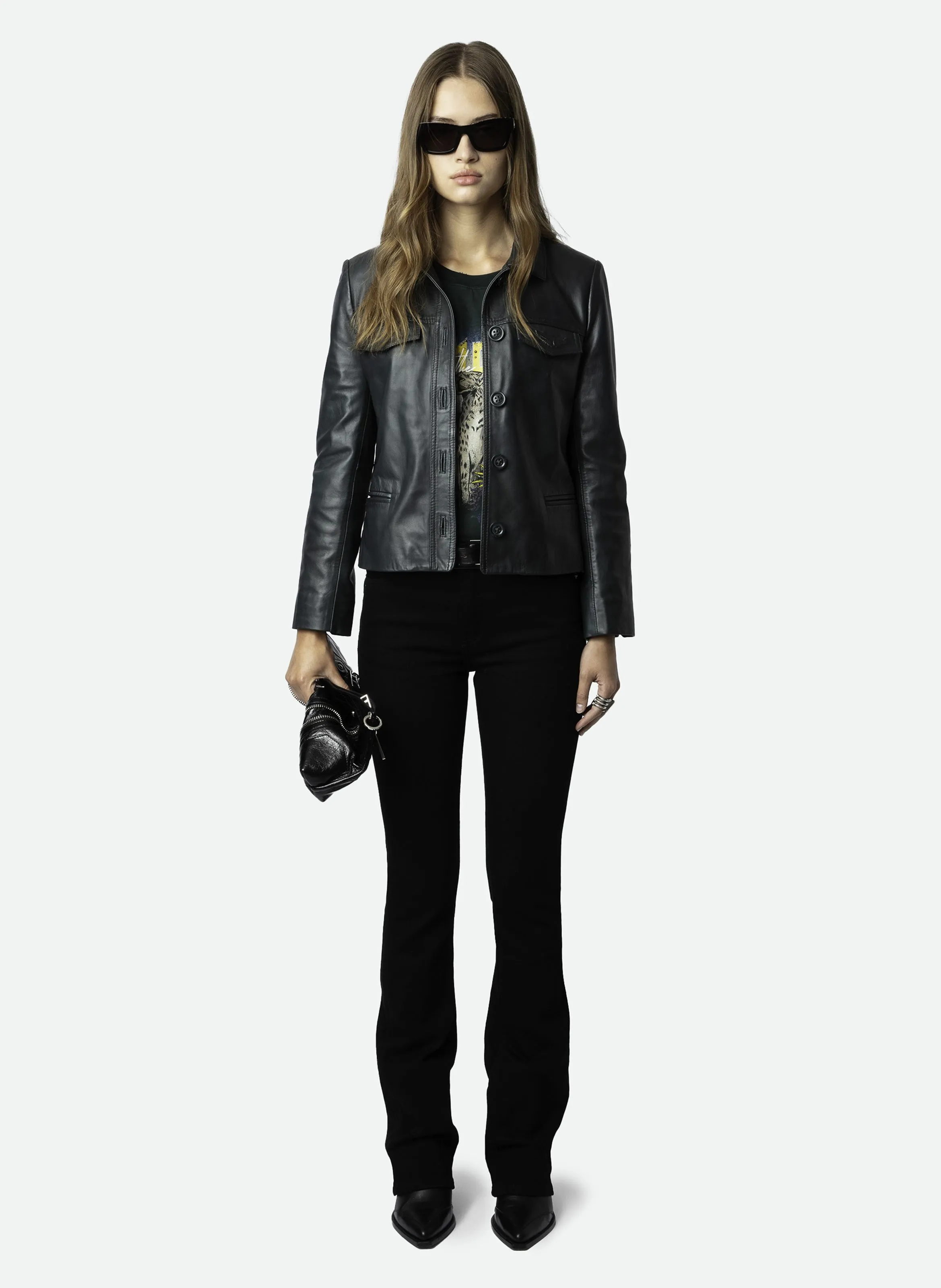 BLOUSON DROIT EN CUIR LIAM - ZADIG&VOLTAIRE pour FEMME | Printemps