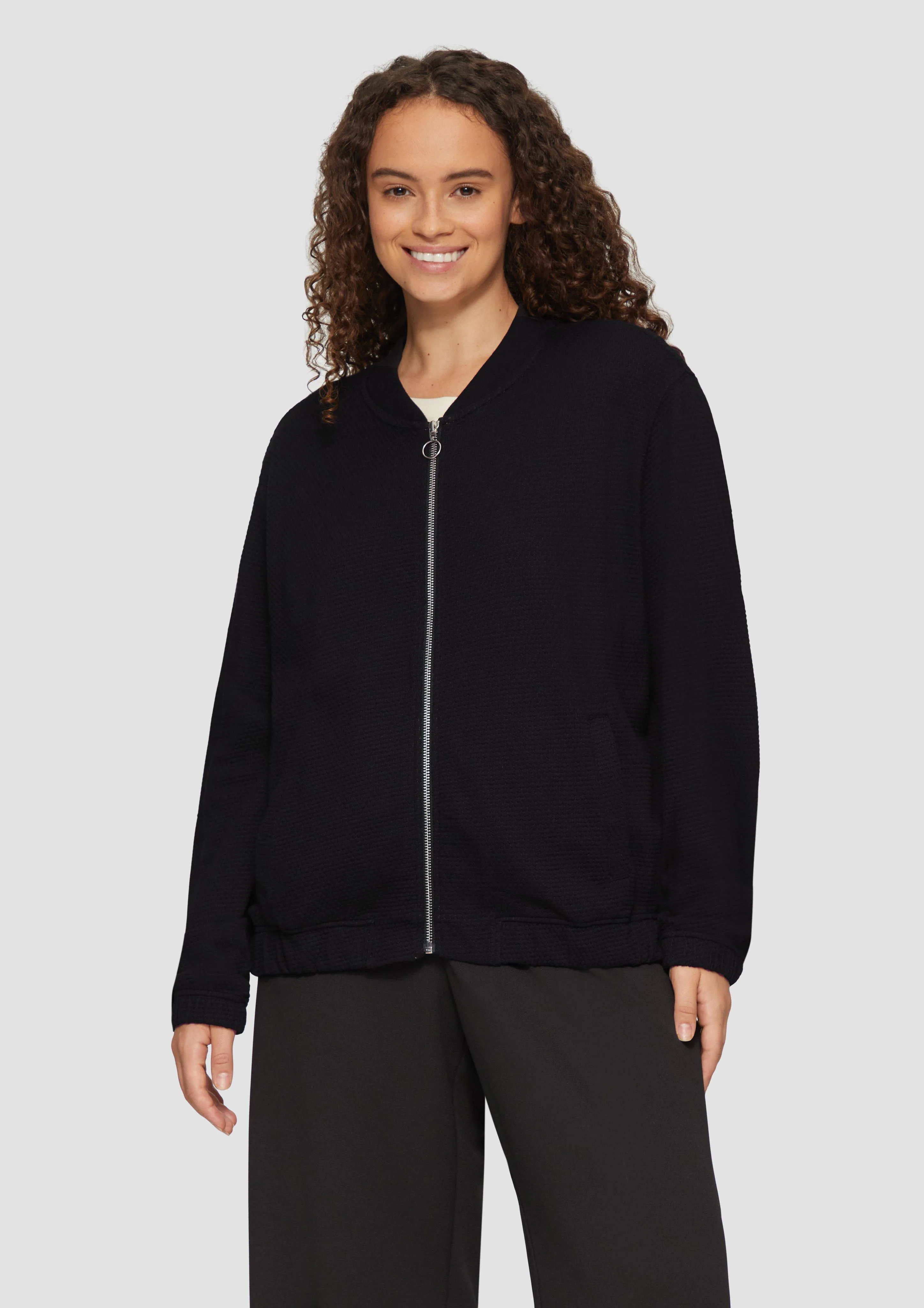 Blouson texturé en tissu sweat de coton mélangé