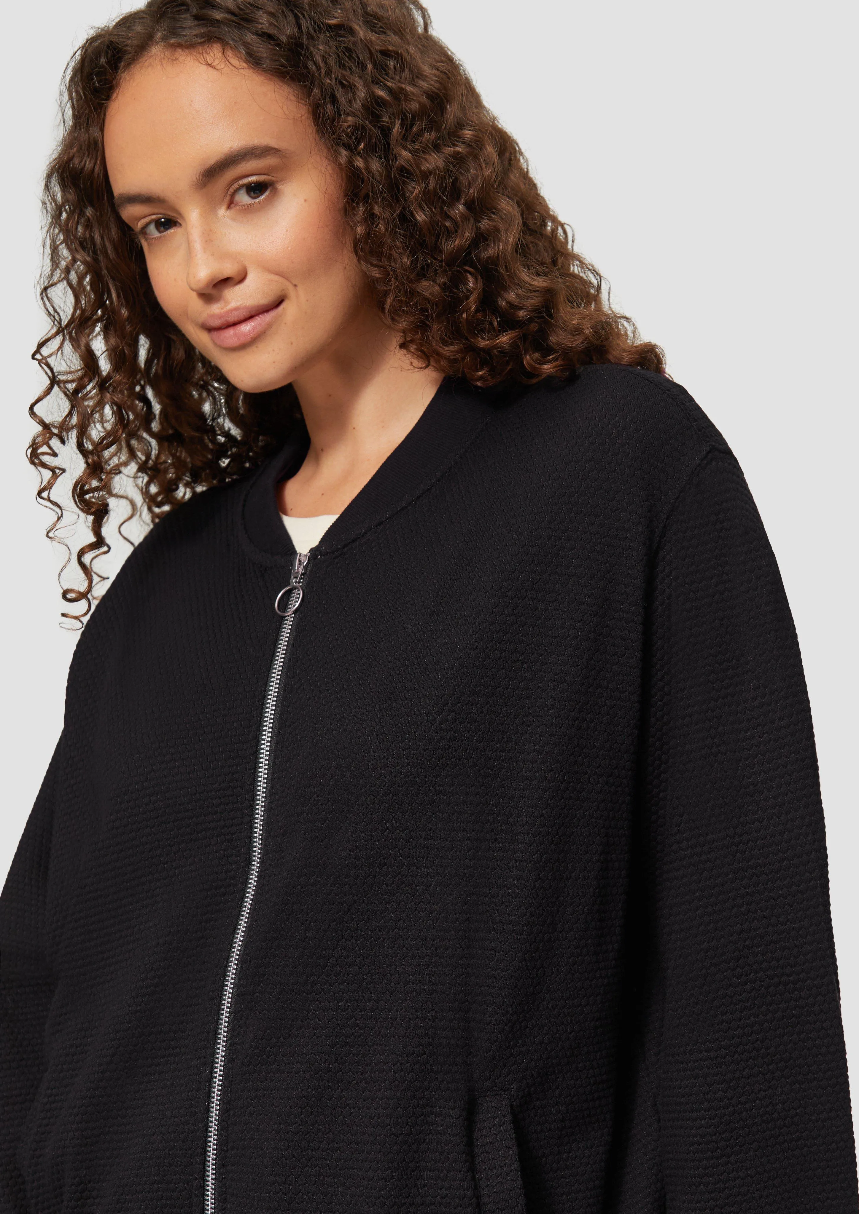 Blouson texturé en tissu sweat de coton mélangé