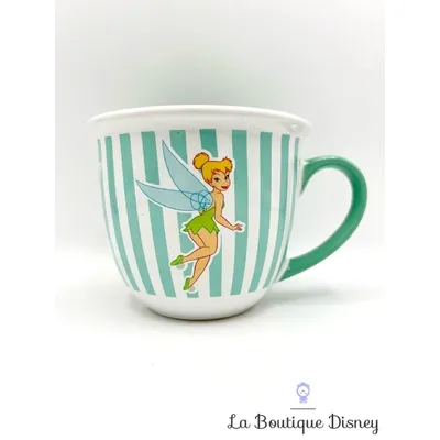 Bol Fée Clochette rayures Disney Store 2014 mug Peter Pan vert blanc