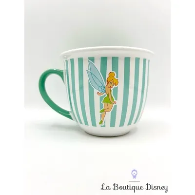 Bol Fée Clochette rayures Disney Store 2014 mug Peter Pan vert blanc