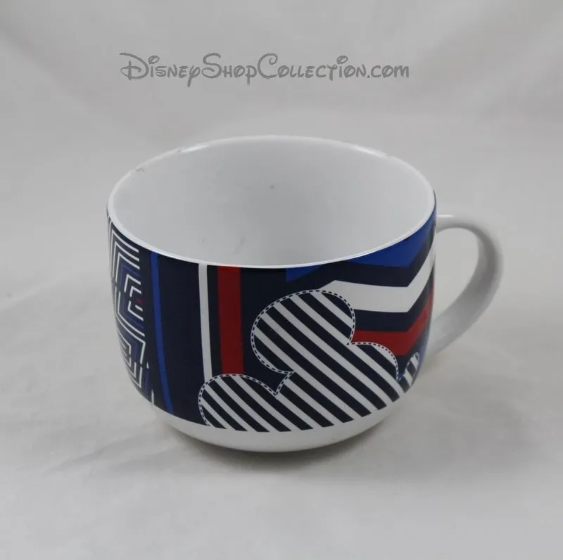 Bol Mickey DISNEYLAND PARIS rayures bleu blanc rouge céramique Disney