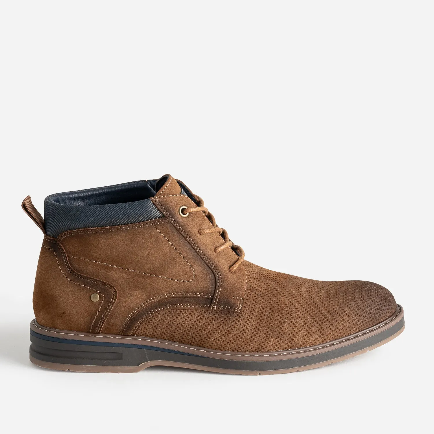 Boots à lacet camel suédé enmbossé - Boots Homme | ERAM