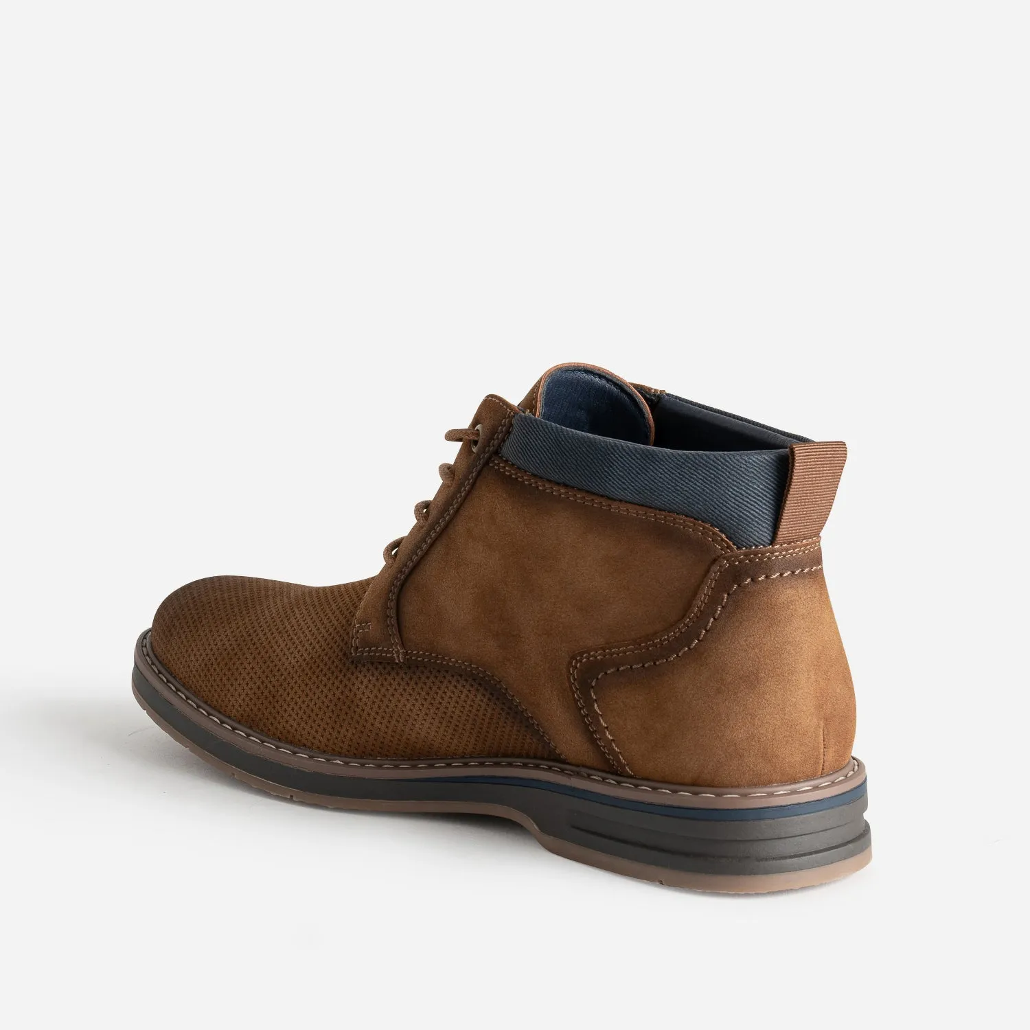 Boots à lacet camel suédé enmbossé - Boots Homme | ERAM