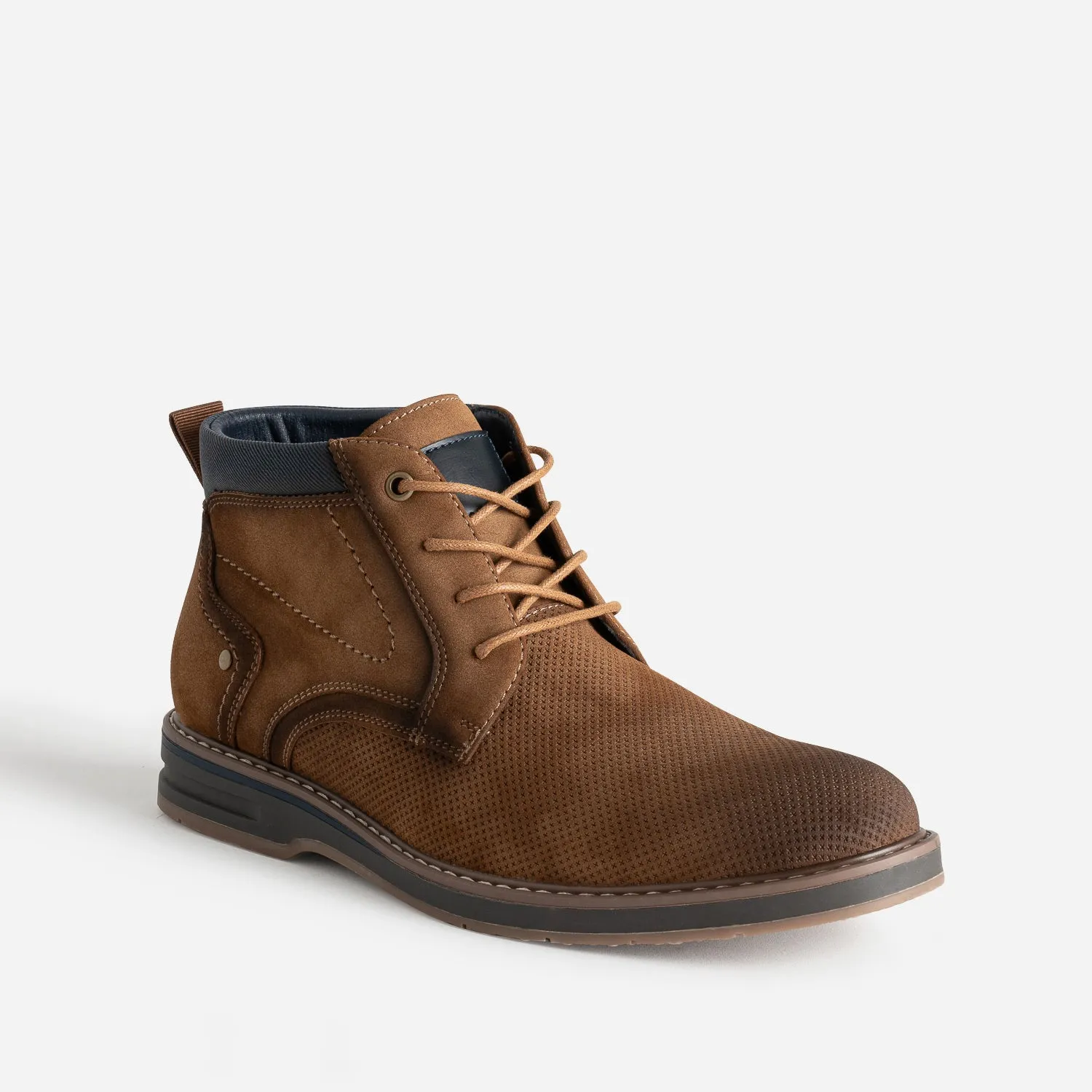 Boots à lacet camel suédé enmbossé - Boots Homme | ERAM