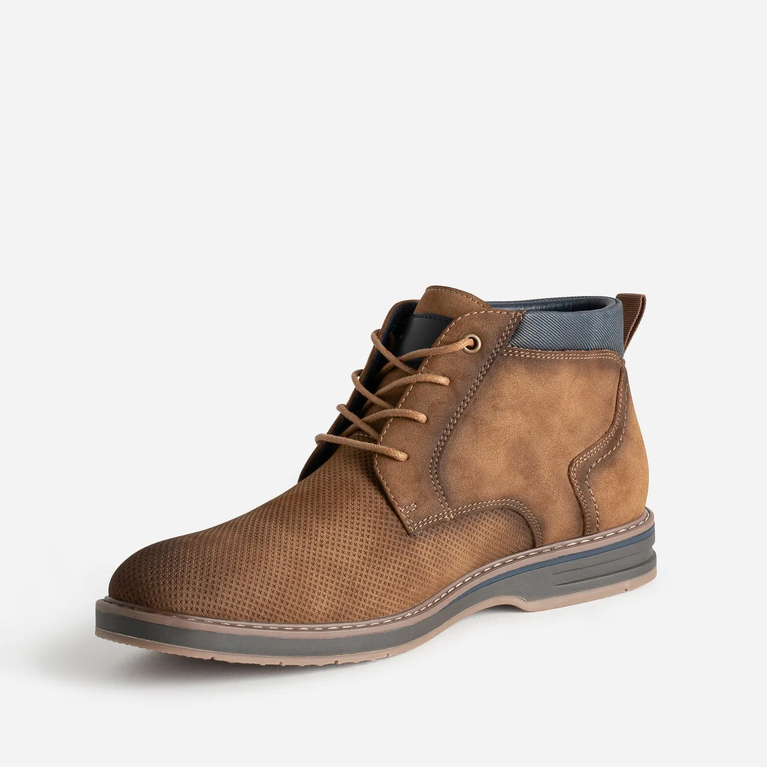 Boots à lacet camel suédé enmbossé - Boots Homme | ERAM