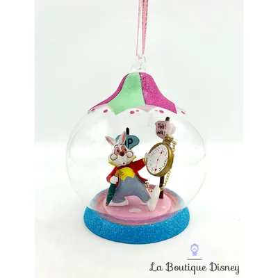 Boule Noël Lapin Blanc Alice au pays des Merveilles Disneyland Paris Disney ornement suspension verre