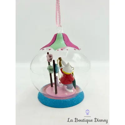 Boule Noël Lapin Blanc Alice au pays des Merveilles Disneyland Paris Disney ornement suspension verre