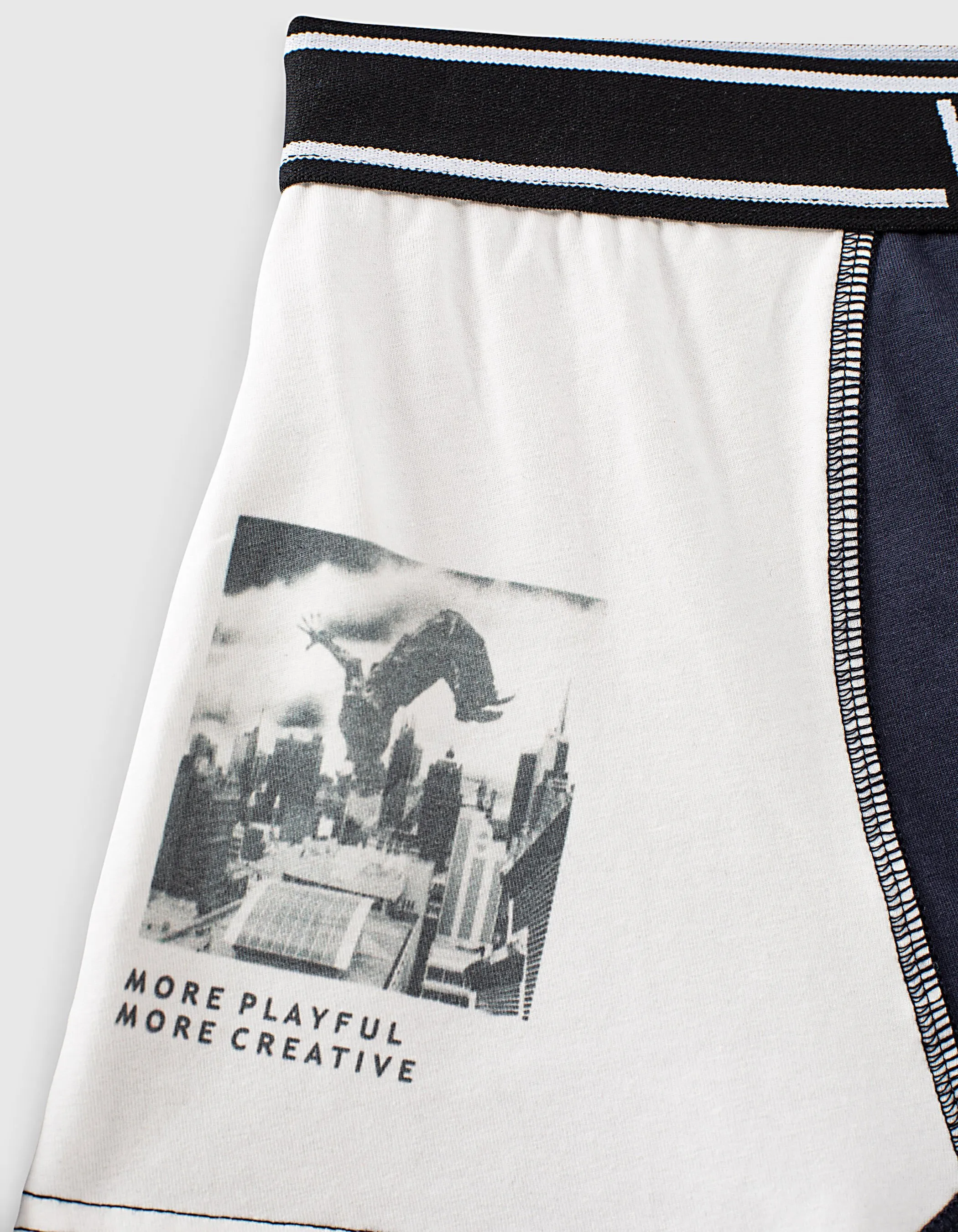 Boxers navy imprimé typo et gris garçon 