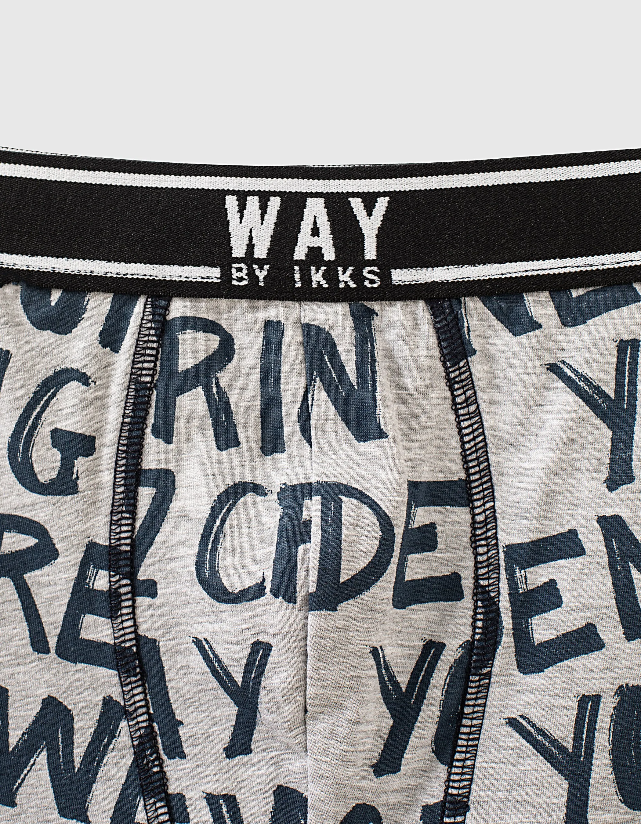 Boxers navy imprimé typo et gris garçon 