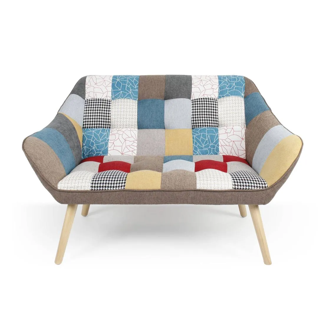 Canapé 2 places Scandinave Zentao effet patchwork Tissu Multicolore | 3 Suisses