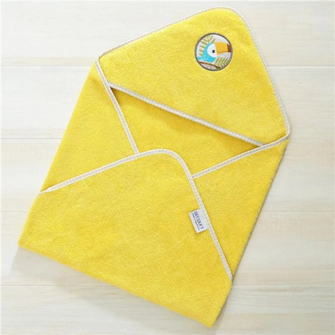 Cape de bain bébé PETITES BETES en coton jaune mimosa | 3 Suisses