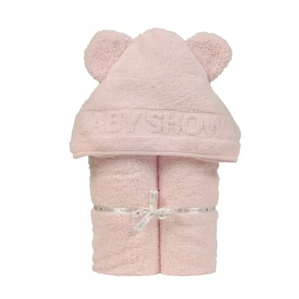 Cape de bain bébé coton bio Rose Pâle