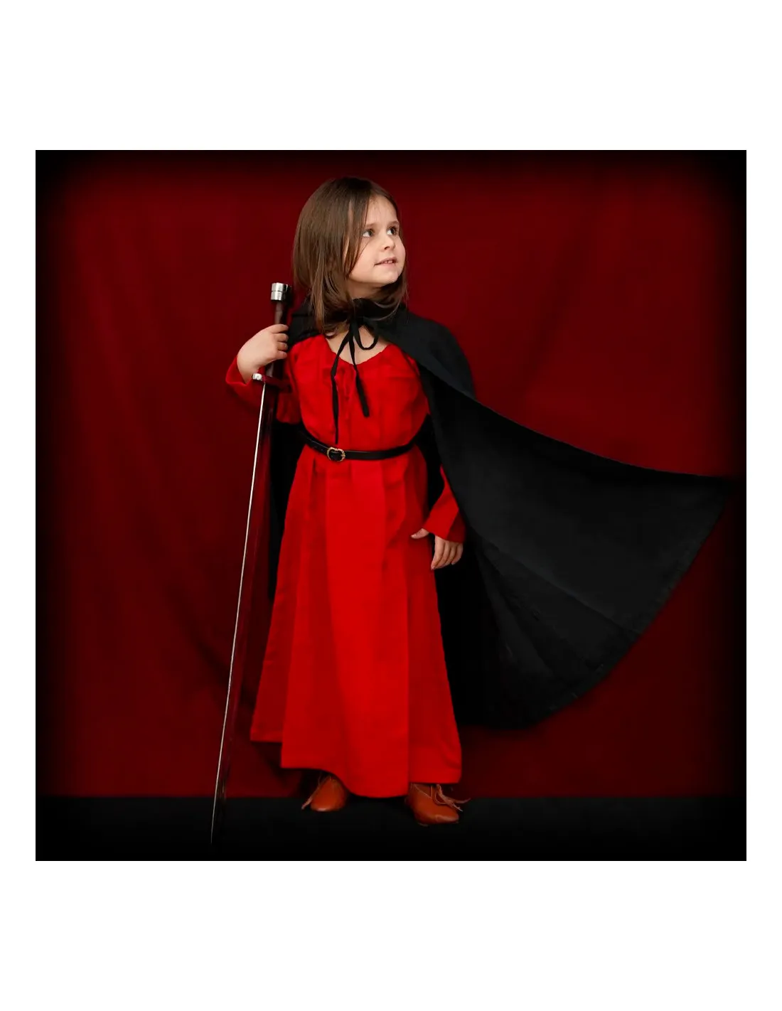 Cape enfant chevalier médiéval aventurier, toile noire ⚔️ Boutique Épées