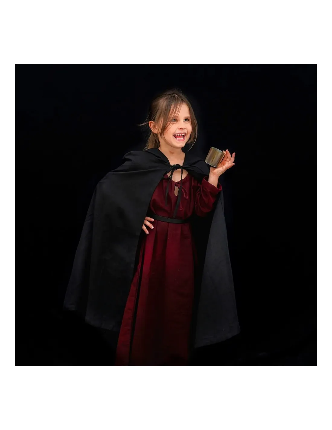 Cape enfant chevalier médiéval aventurier, toile noire ⚔️ Boutique Épées