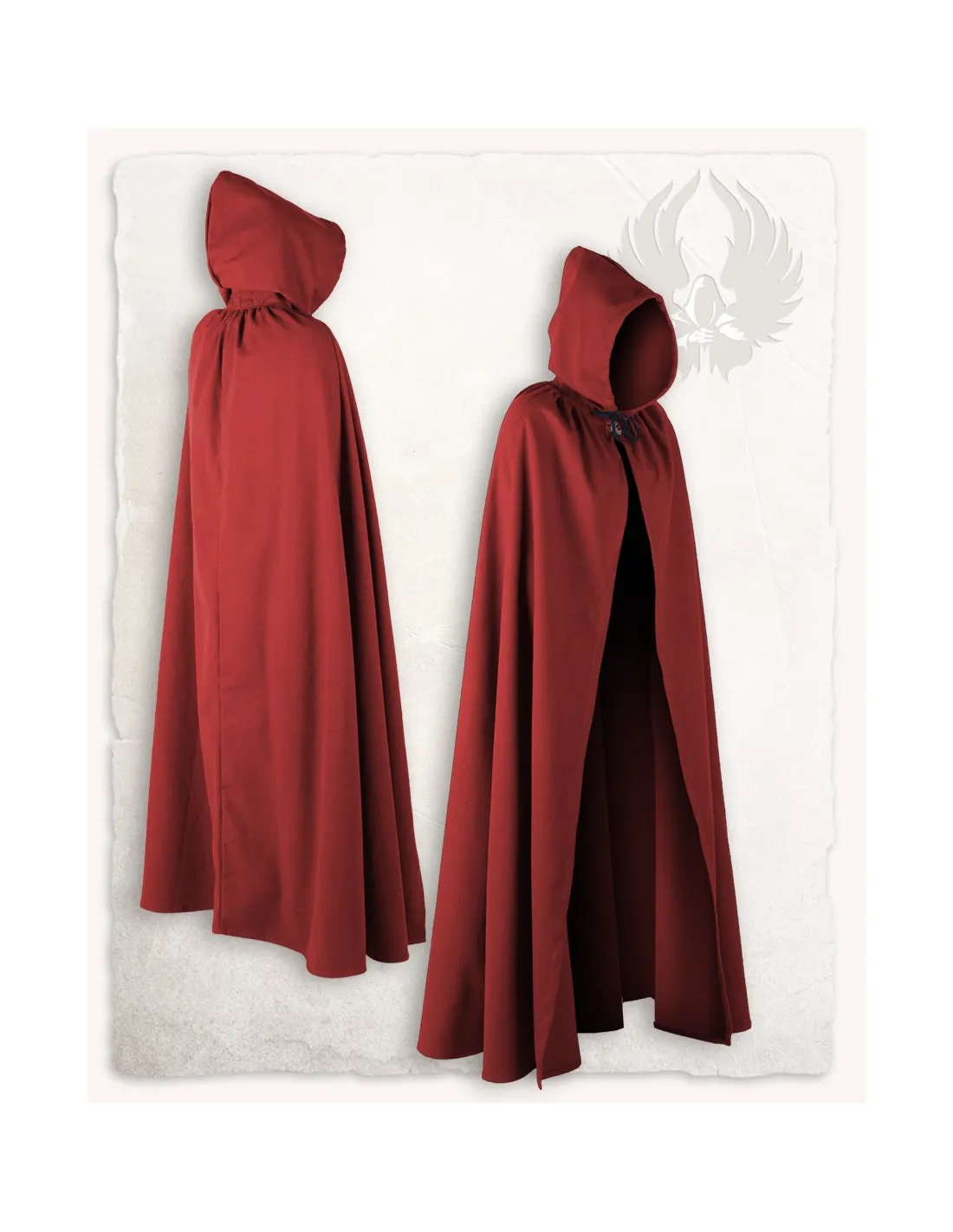 Cape médiévale Aaron toile de coton bordeaux (140 cm.) ⚔️ Boutique Épées