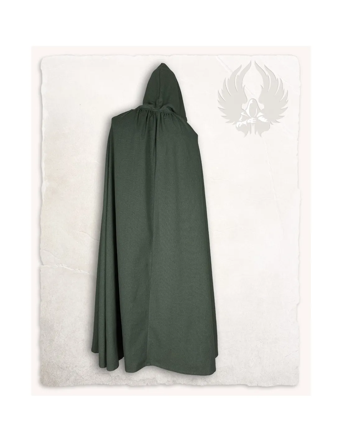 Cape médiévale Aaron toile de coton vert (140 cm.) ⚔️ Boutique Épées