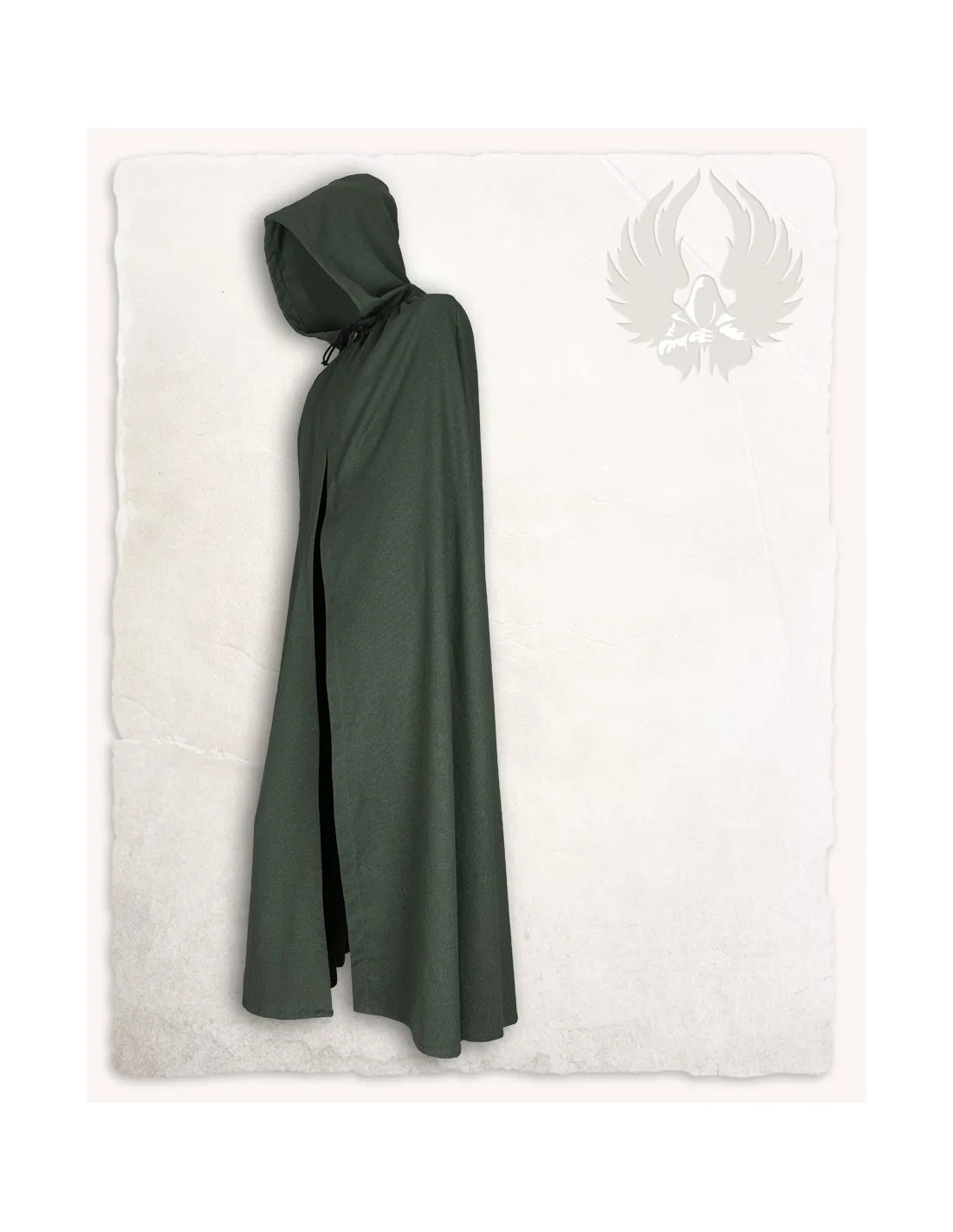 Cape médiévale Aaron toile de coton vert (140 cm.) ⚔️ Boutique Épées