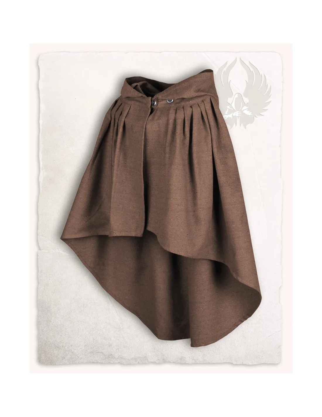 Cape médiévale courte en coton modèle Niko, marron ⚔️ Boutique Épées