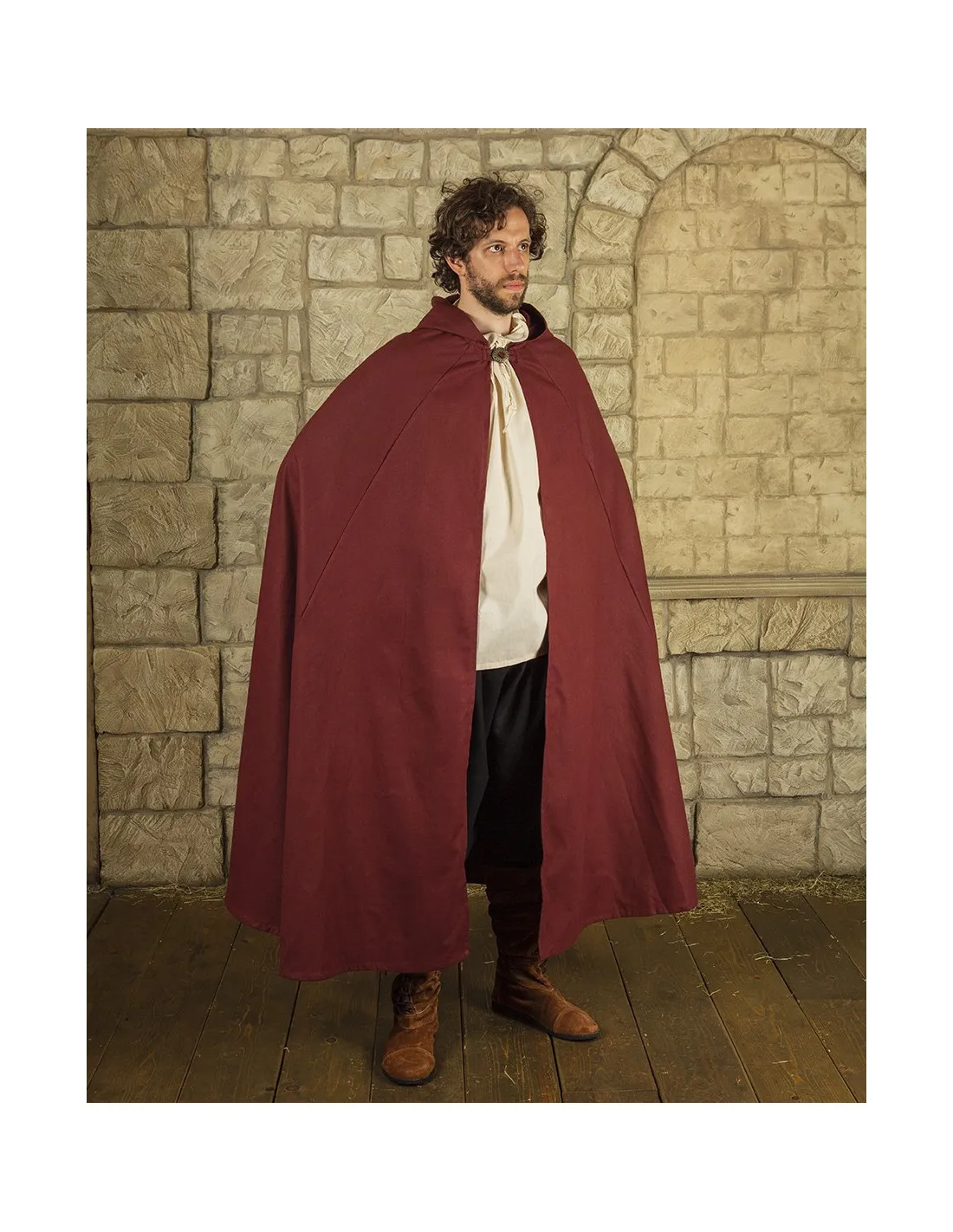 Cape médiévale en coton modèle Gora, couleur bordeaux ⚔️ Boutique Épées