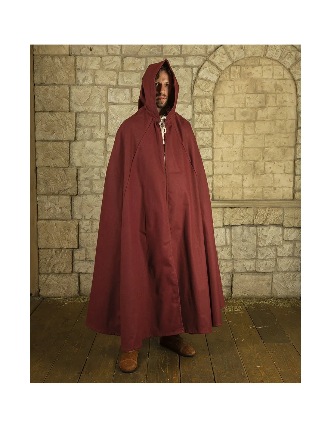 Cape médiévale en coton modèle Gora, couleur bordeaux ⚔️ Boutique Épées