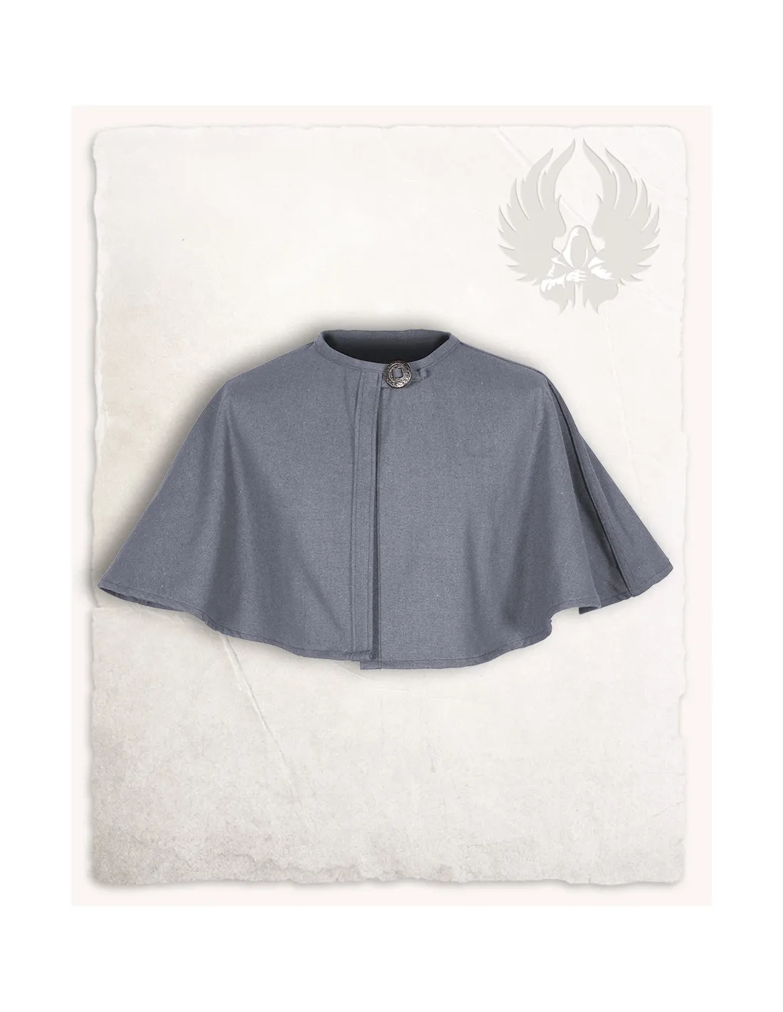 Cape médiévale en toile modèle Bron, grise ⚔️ Boutique Épées