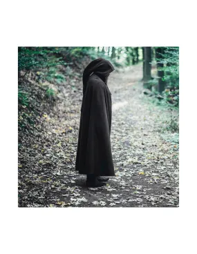 Cape médiévale longue modèle Raik, noire 160 cm. ⚔️ Boutique Épées