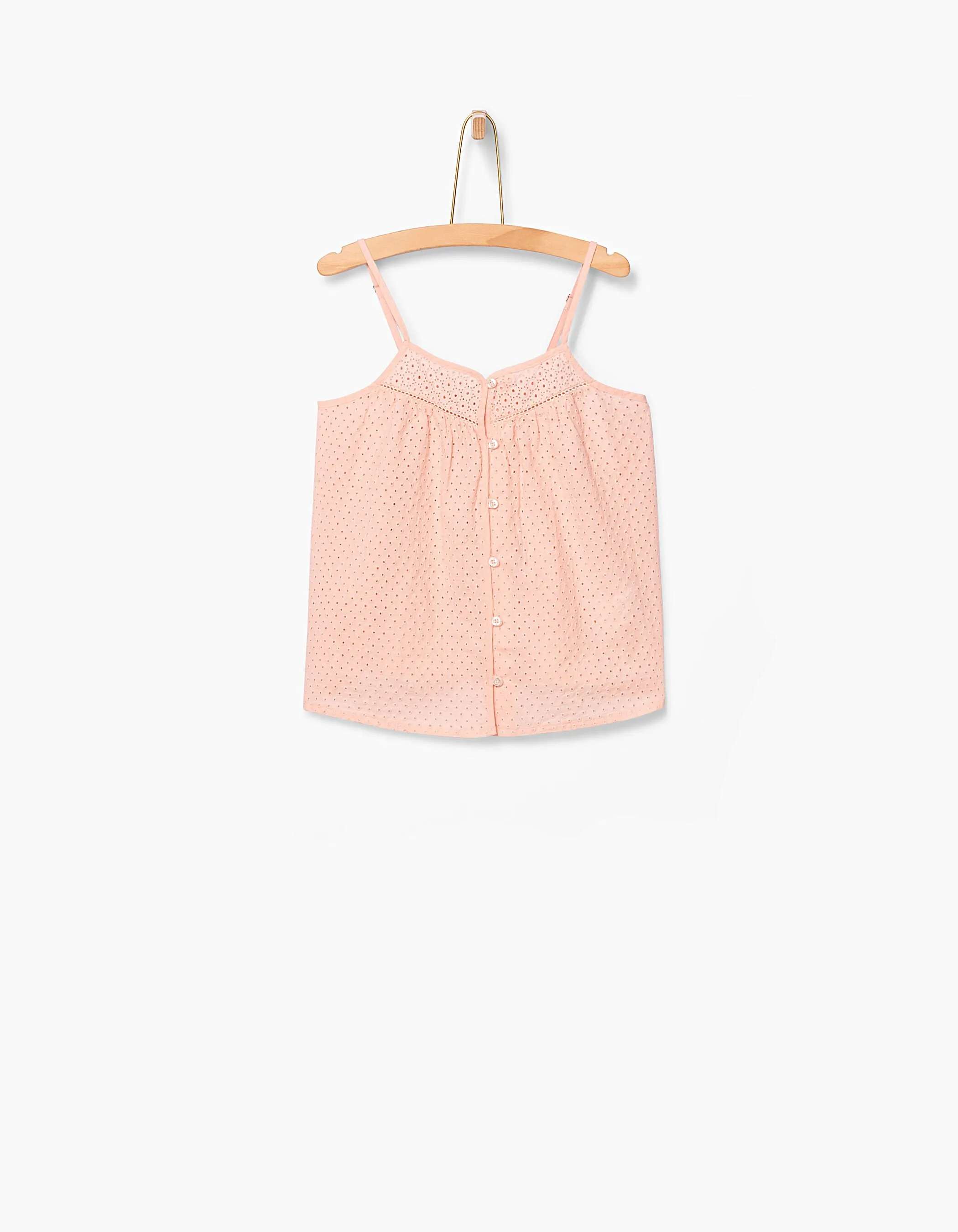 Caraco rose pastel en broderie anglaise fille