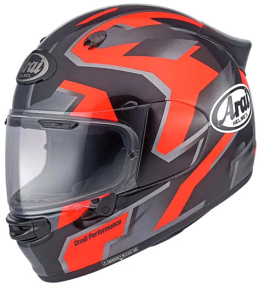 Casque Arai Quantic Robotik red, intégral moto rouge ECE 22 06