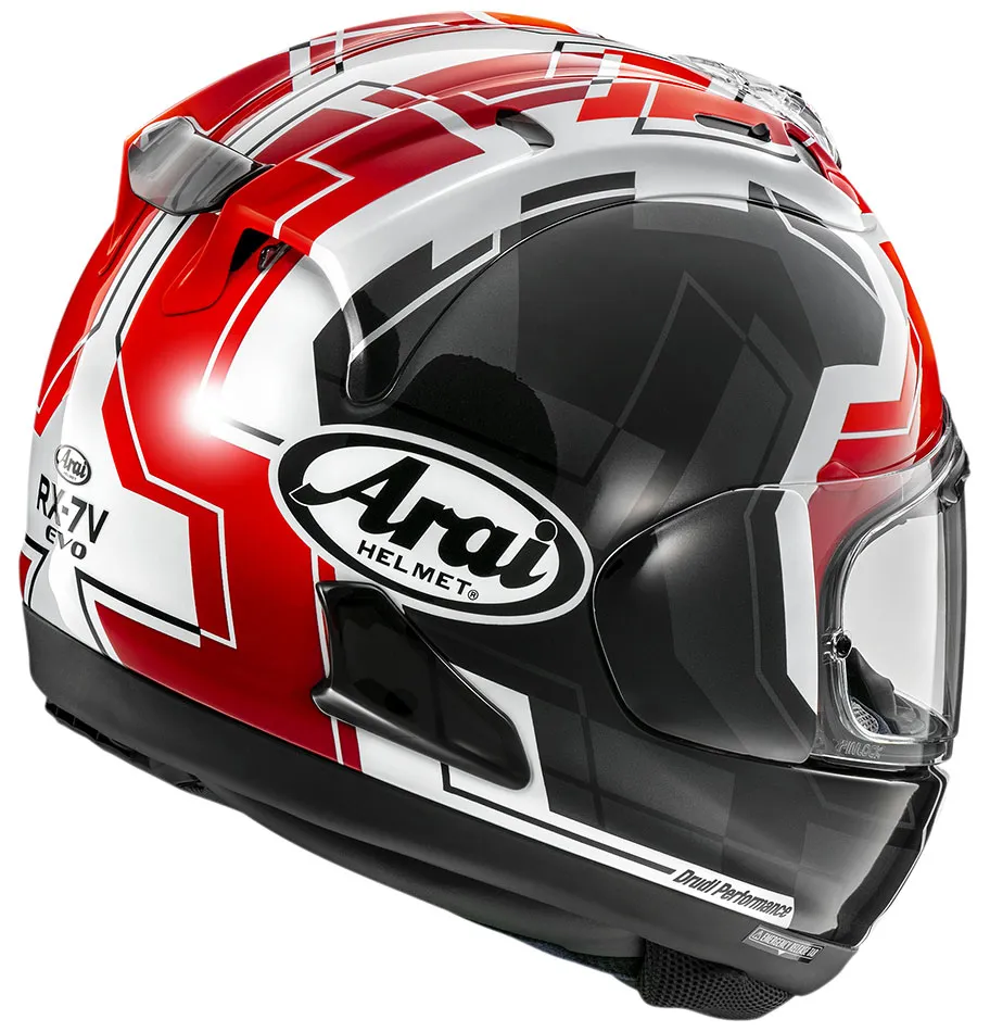 Casque Arai RX7 V EVO JR65 red, intégral moto rouge ece 22 06