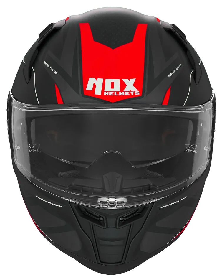 Casque Nox N303-S Vektra noir mat rouge, intégral ECE 22 06