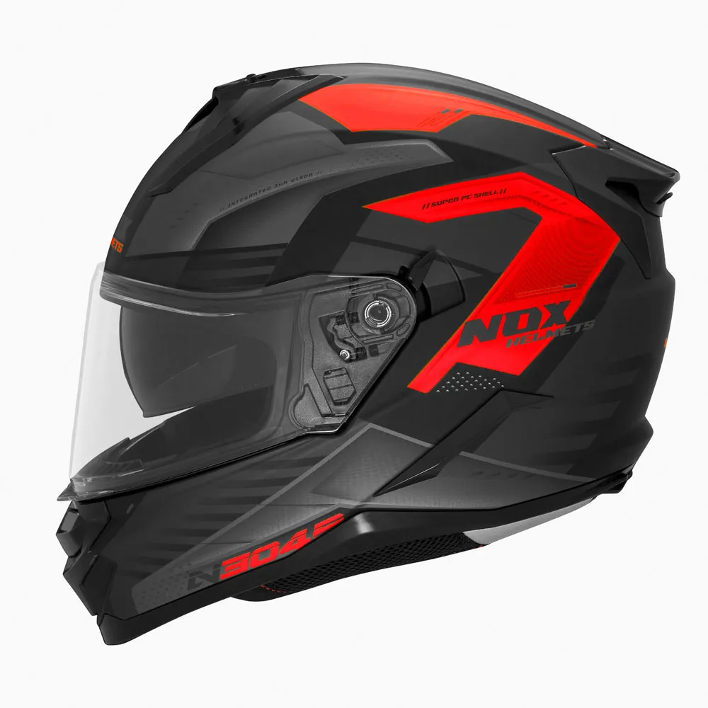 Casque Nox N304-S Carver noir mat rouge, intégral ECE 22 06