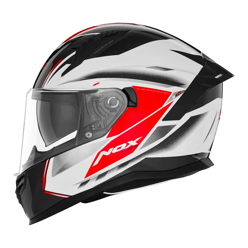 Casque Nox N304-S Xeno blanc rouge, intégral ECE 22 06