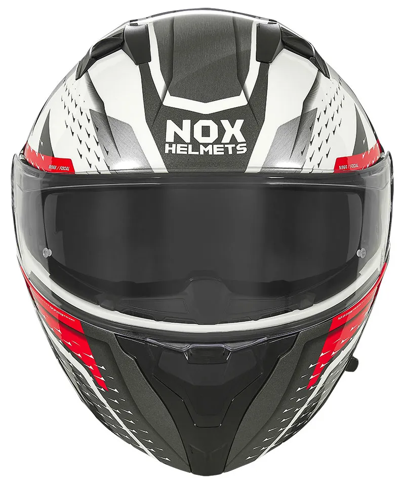 Casque Nox N966 Focal blanc rouge, modulable ECE 22 06